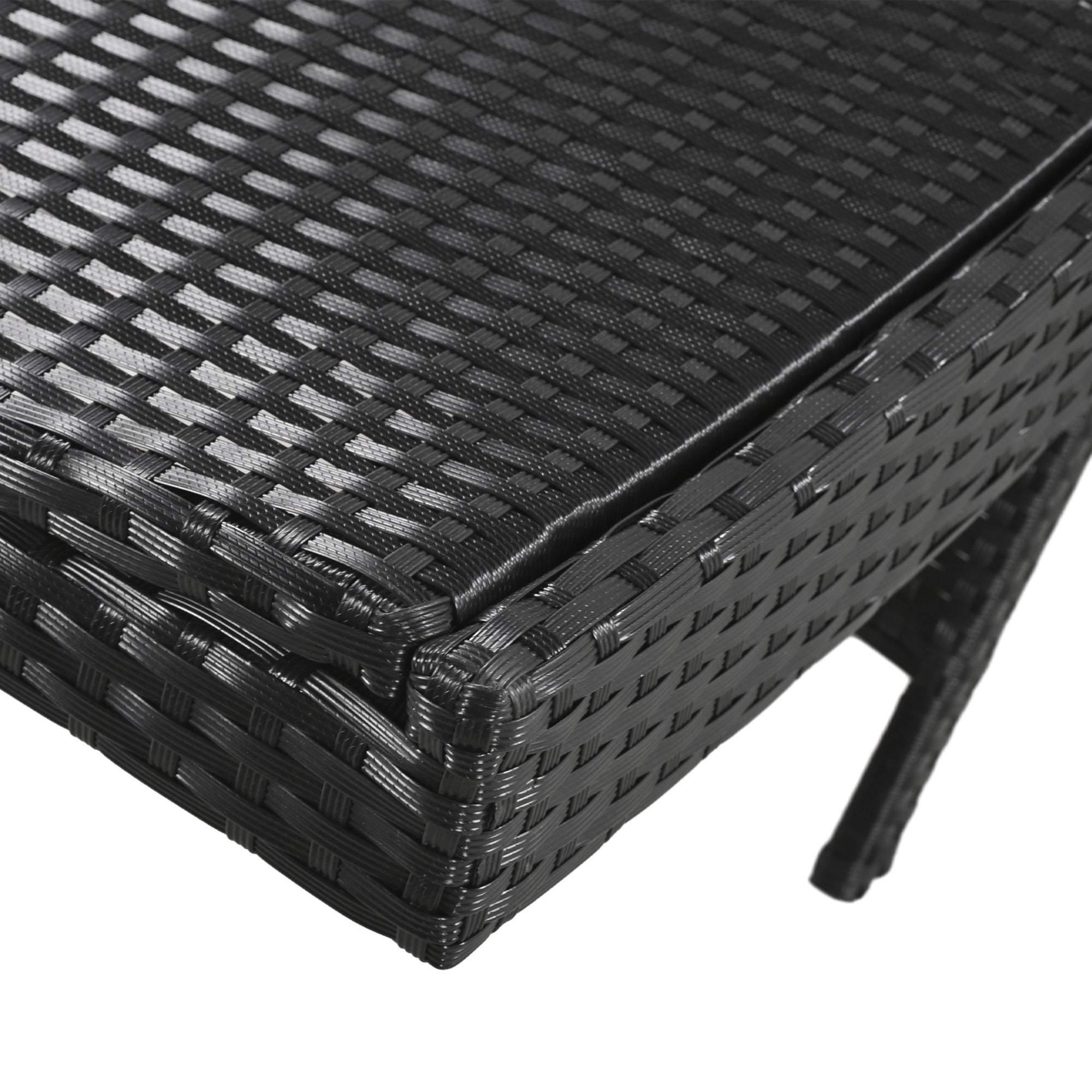 2-Piece Wicker Chaise Lounge Set w/ Pull-Out Table 5-Position 470lb