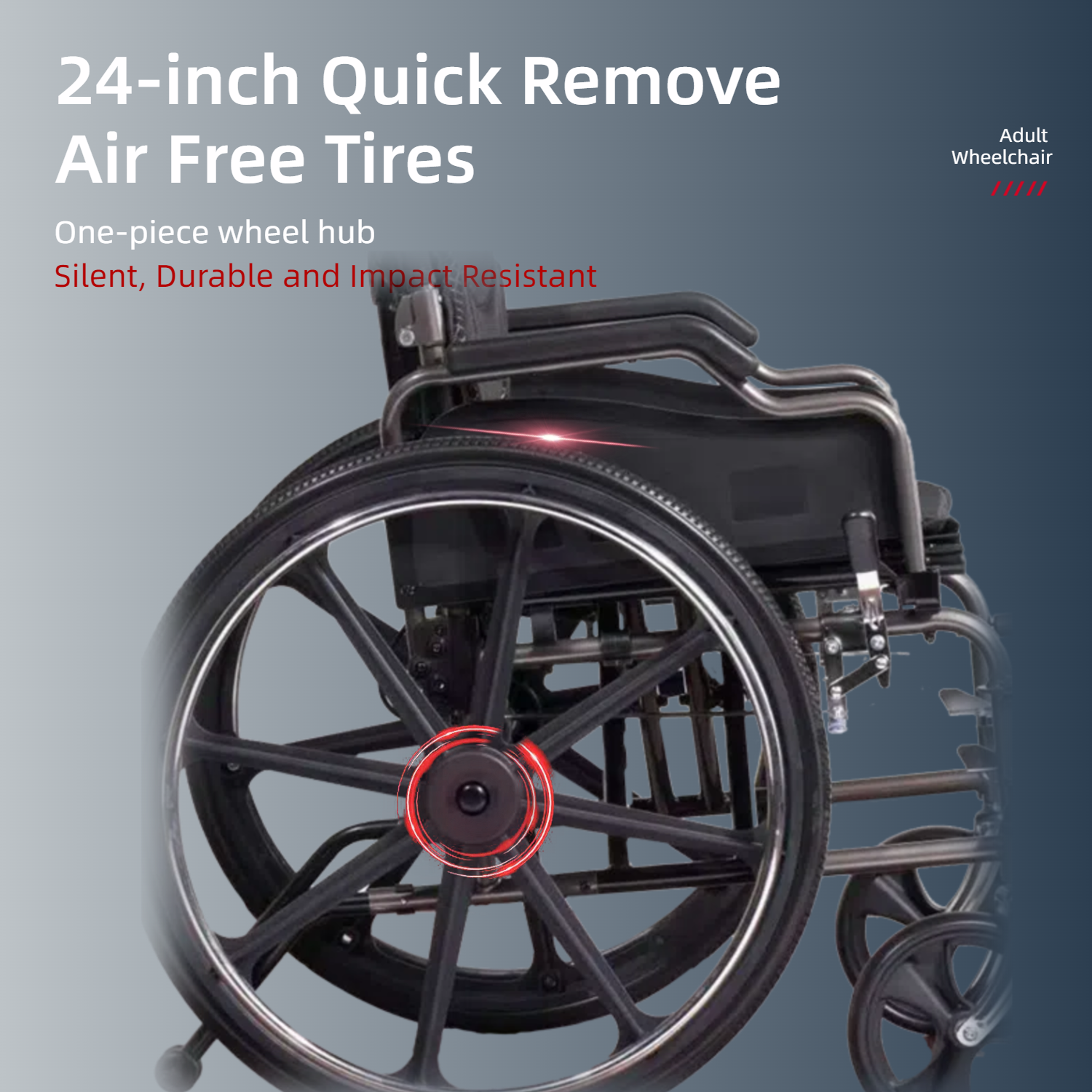 Wheelchair Manual Transport Folding Carbon Steel 20 In Seat Locking Brakes