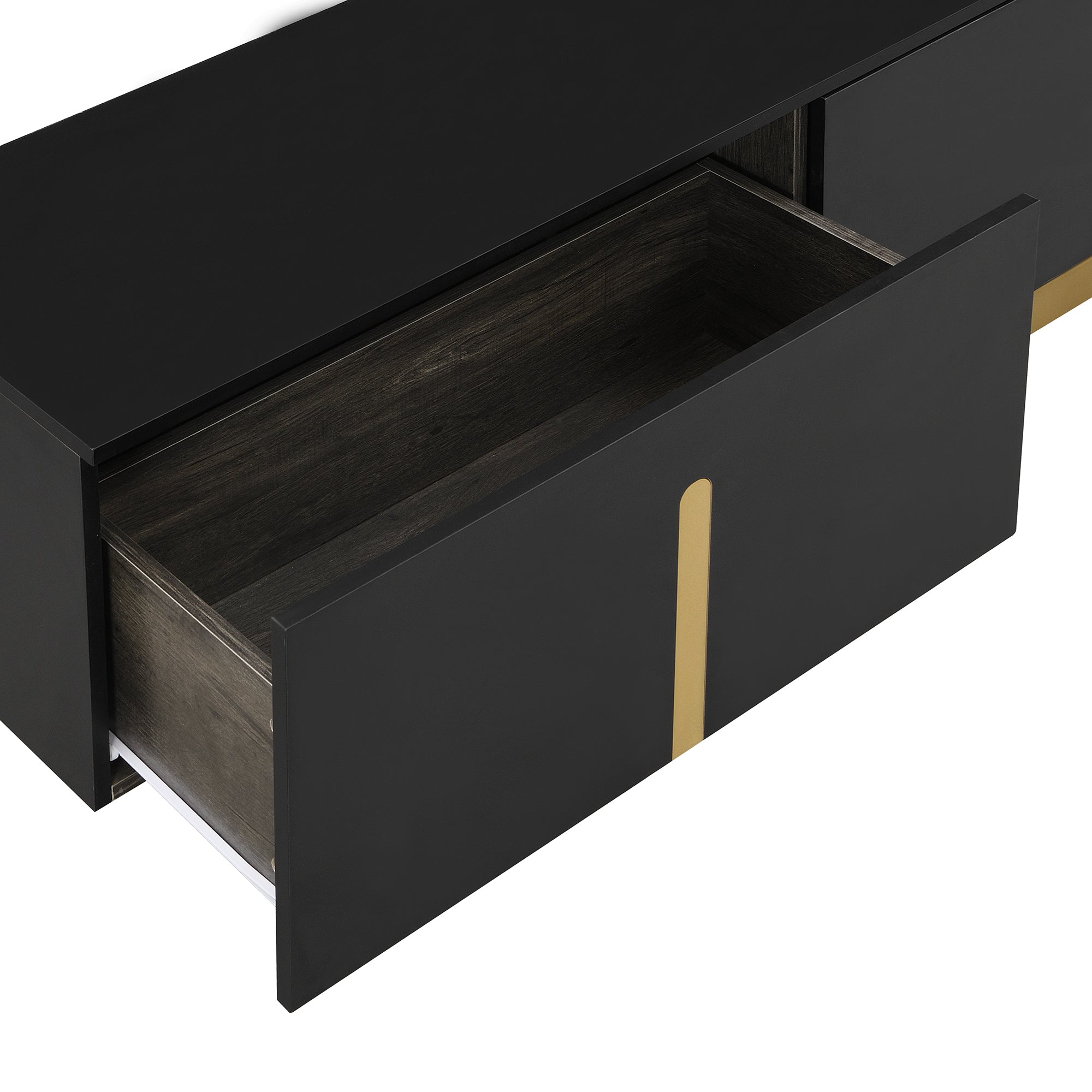 TV Stand and Coffee Table Set 2-Piece White Gold MDF Metal Legs Fits Large TV