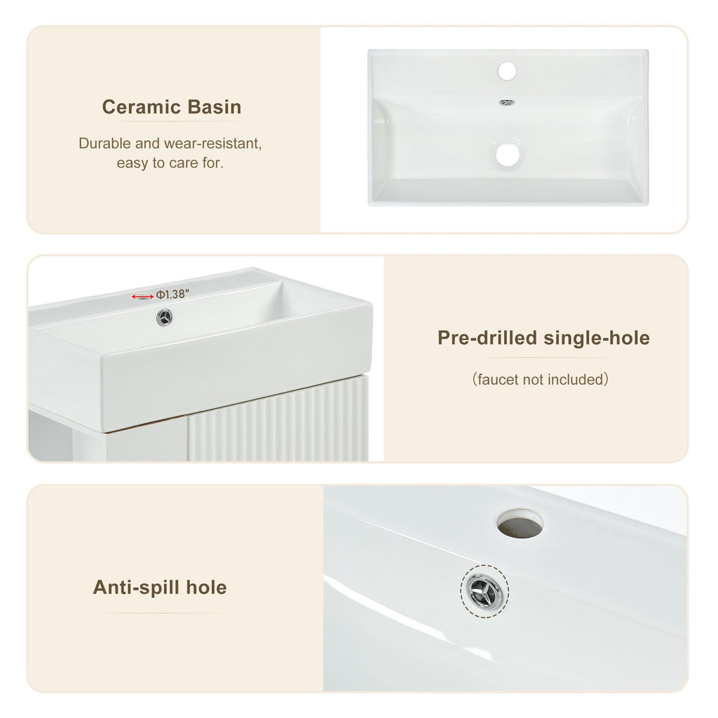 Amelia 21.6' Bathroom Vanity with Storage Cabinet, Single Ceramic Sink and Le...