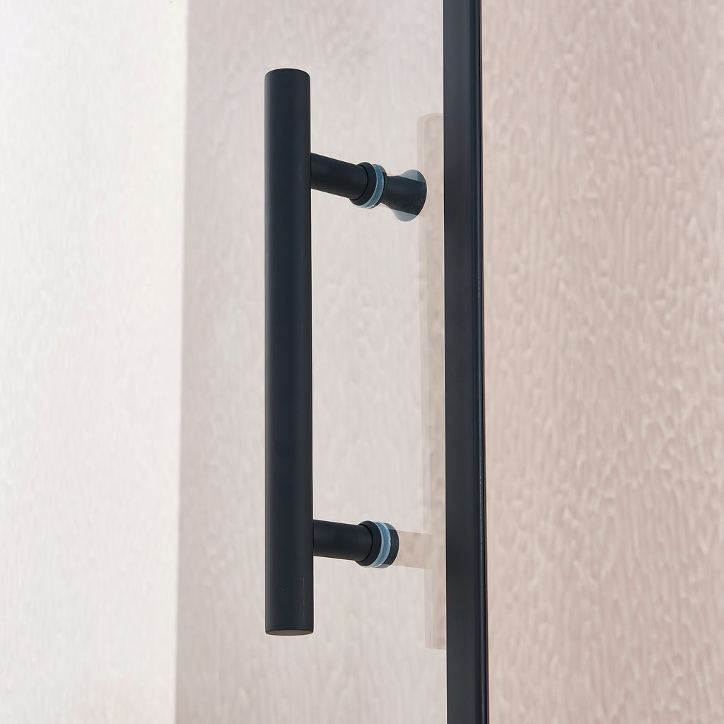 34-35.5in W x 75in H Pivot Single Swing Shower Door, Matte Black, 6mm Glass