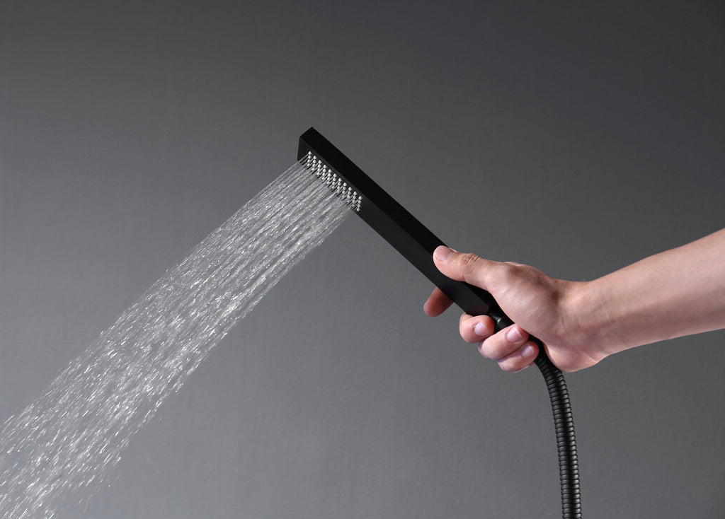 Floor Mounted Tub Faucet High Flow Freestanding Tub Filler with Handheld Shower Head