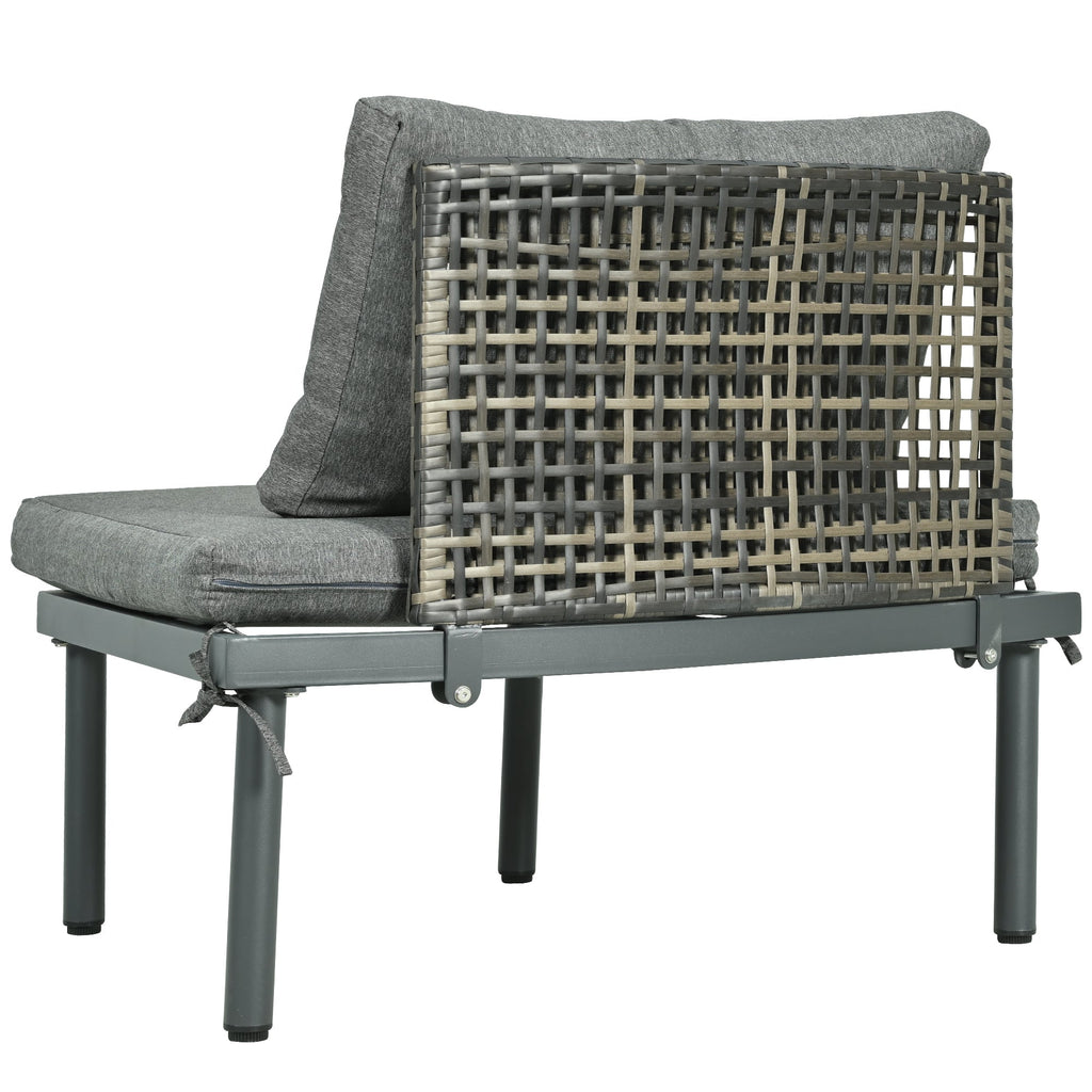 Outdoor Patio Set Half Moon Wicker Aluminum Gray 8 Piece 2 Tables