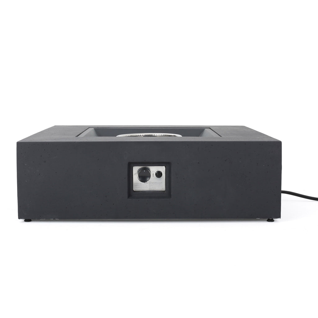 Modern 50,000 BTU Square MgO Fire Table with Propane Tank in Dark Grey