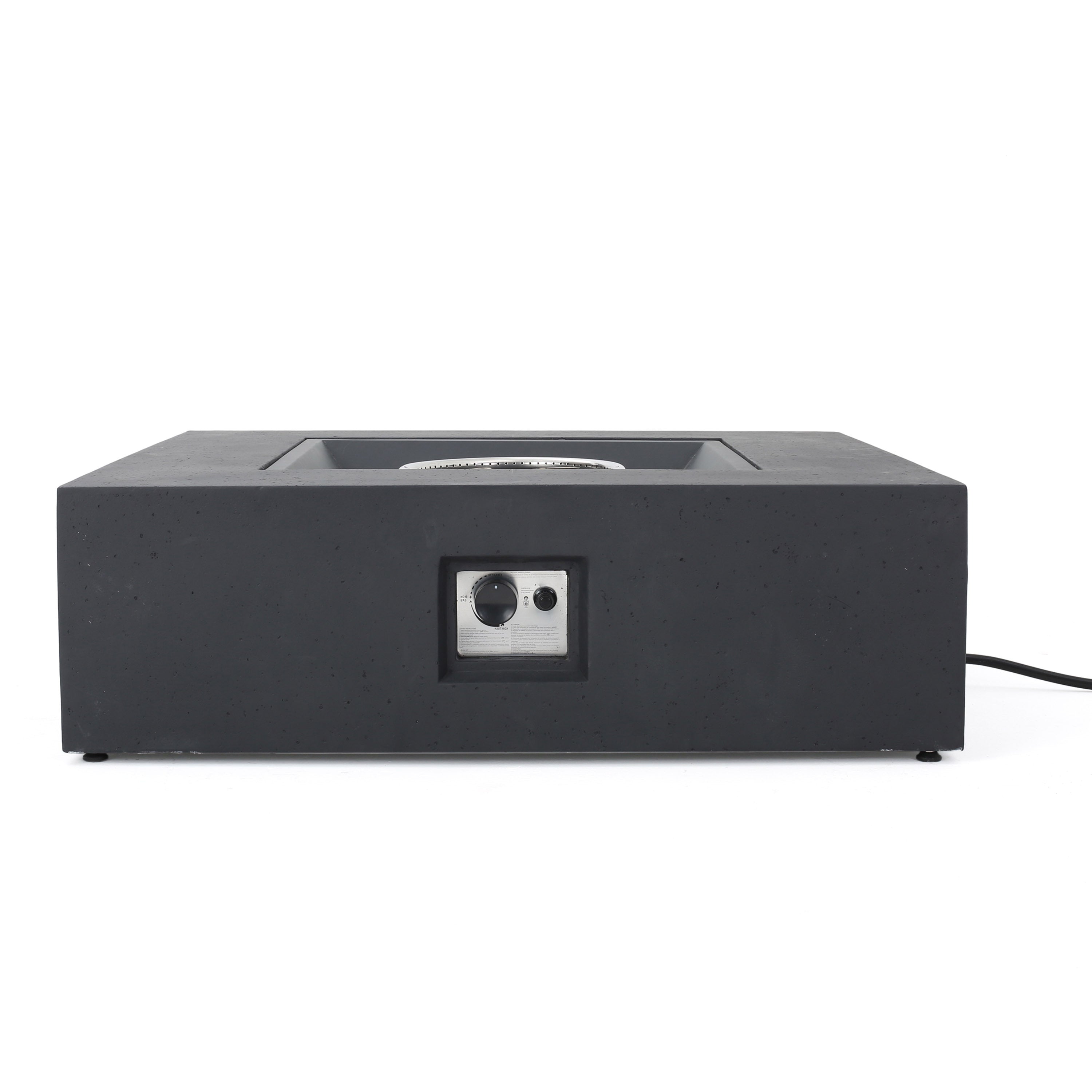 Modern 50,000 BTU Square MgO Fire Table with Propane Tank in Dark Grey