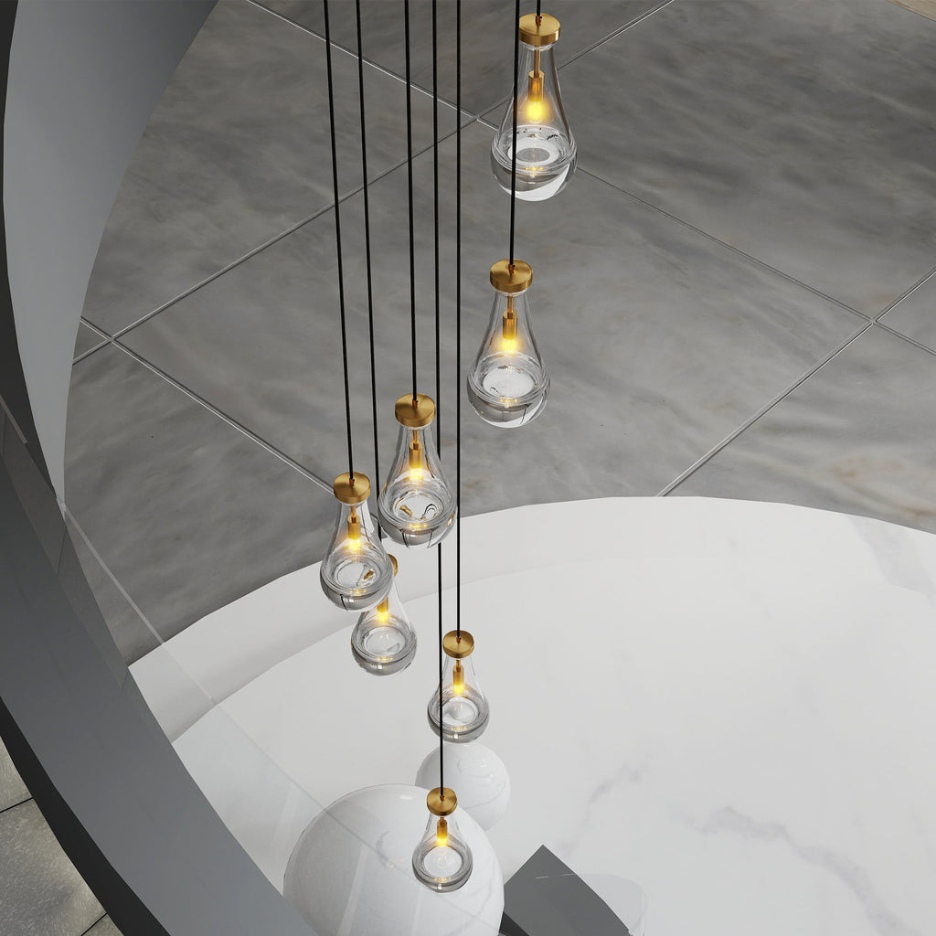 Chandelier 7-Light Pendant Adjustable Black Living Room Foyer Stairwell