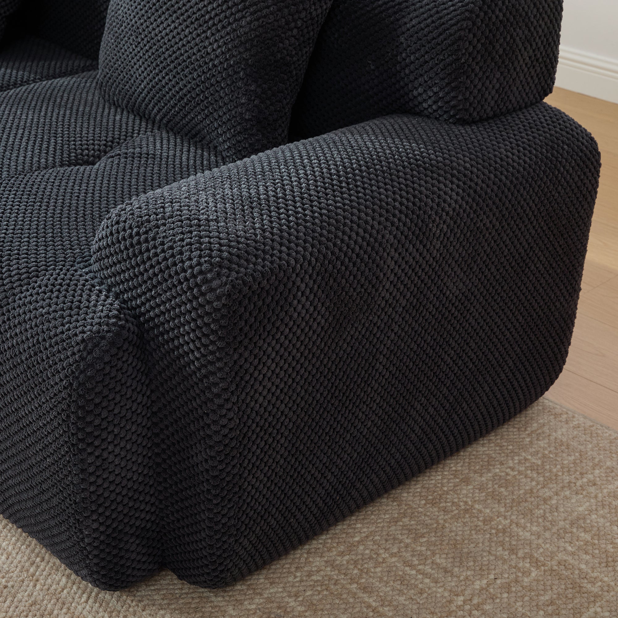 Sectional Sofa Modular 2-Seat Polyester Charcoal Cloud Tufted No Assembly 73 In