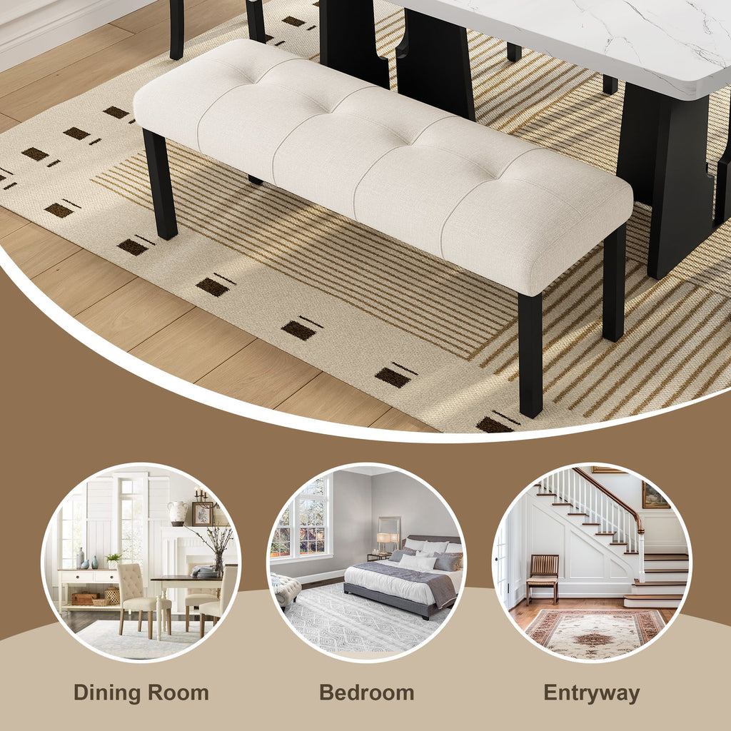 6 Piece Modern Dining Table Set, 63' Faux Marble Dining Table with Geometric