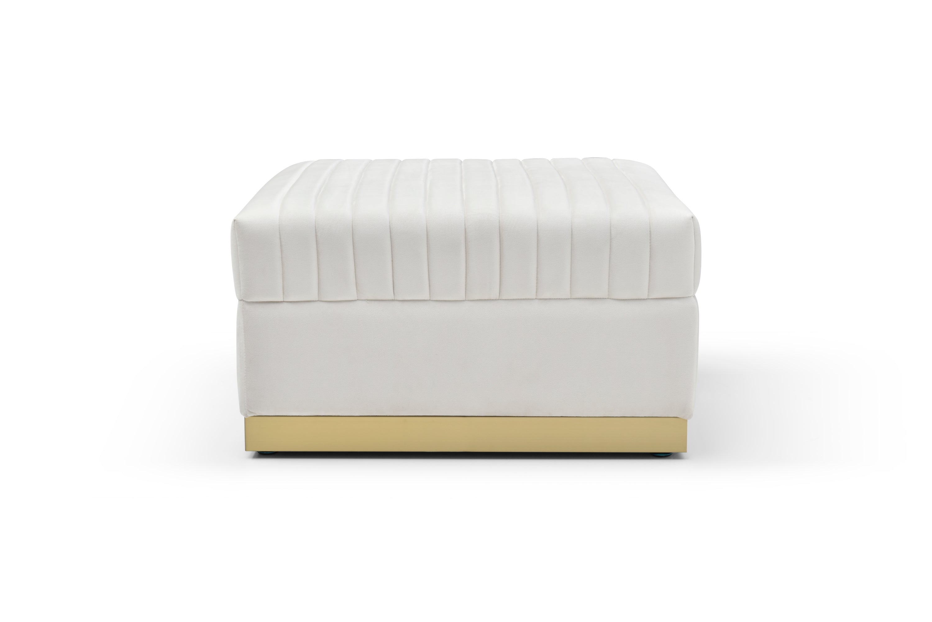 Contemporary Channel Tufted Velvet Big Ottoman Upholstered Foot Rest, Beige
