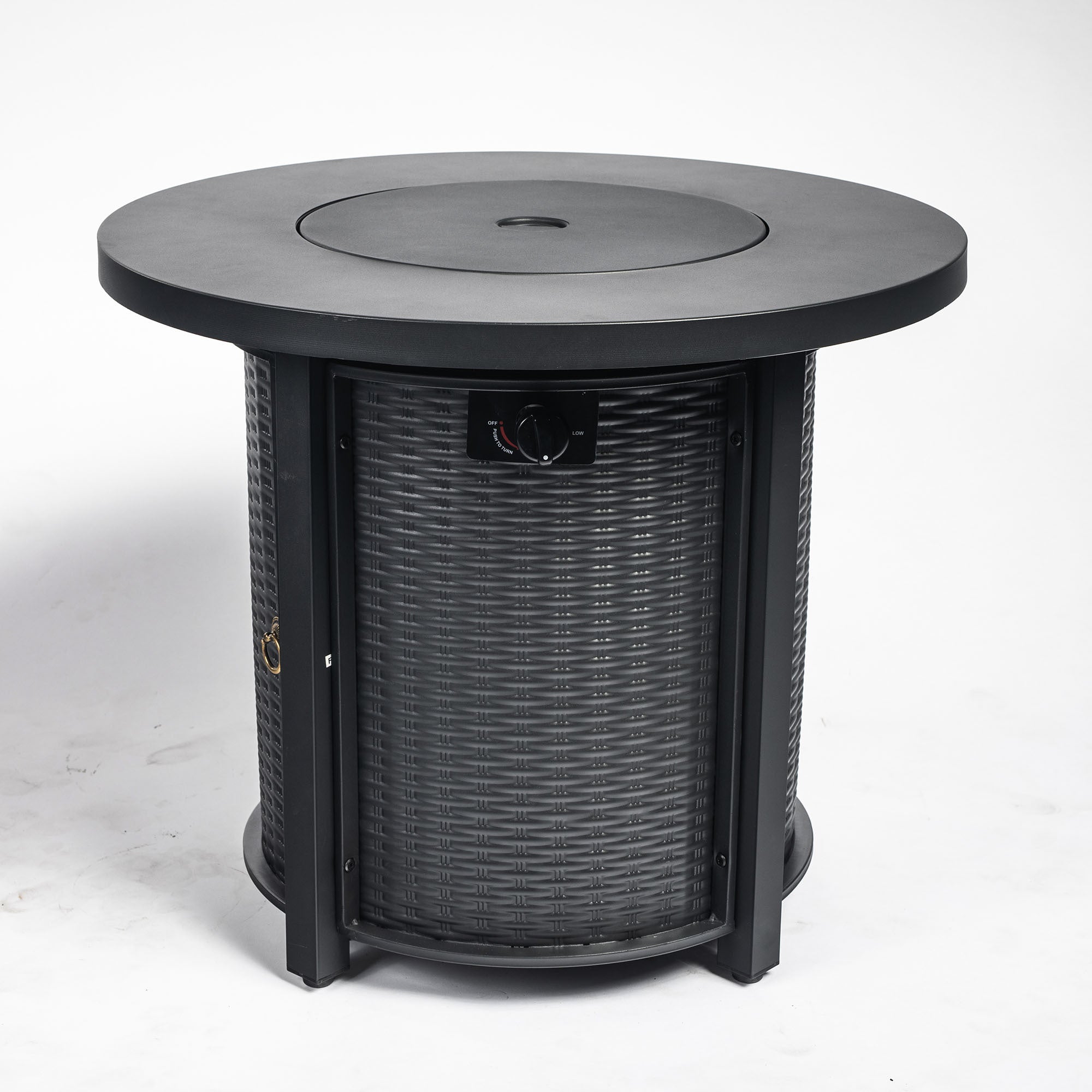 30 Inch Round Propane Gas Fire Pit Table 50000 BTU, Black