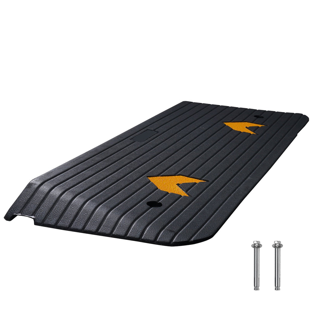 Threshold Ramp Rubber 2 In Non-Slip Beveled Edges Doorway 43.7x16 In Channel