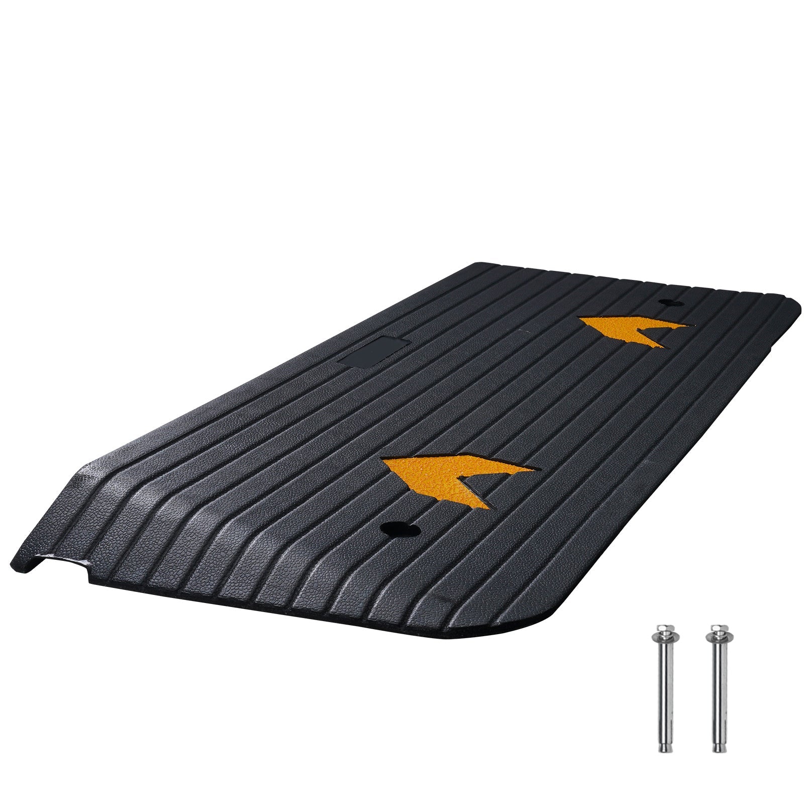 Threshold Ramp Rubber 2 In Non-Slip Beveled Edges Doorway 43.7x16 In Channel