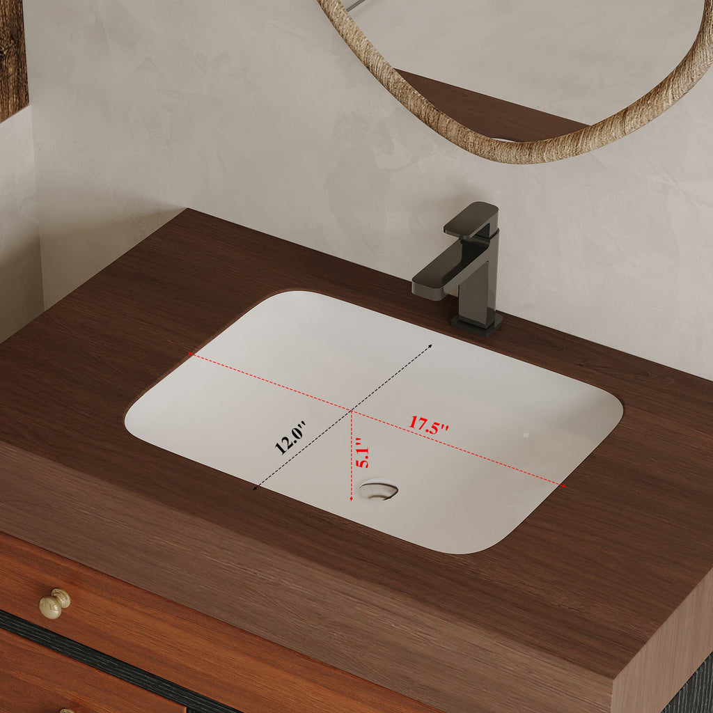 Mid-Century Modern Free-Standing Bathroom Vanity with Ceramic Sink & Sintered Stone Top
