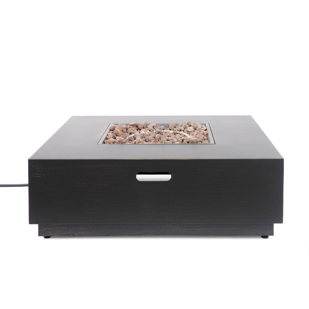 Stylish 40' Square Fire Pit in Brown and Gold Iron for Outdoor Warmth