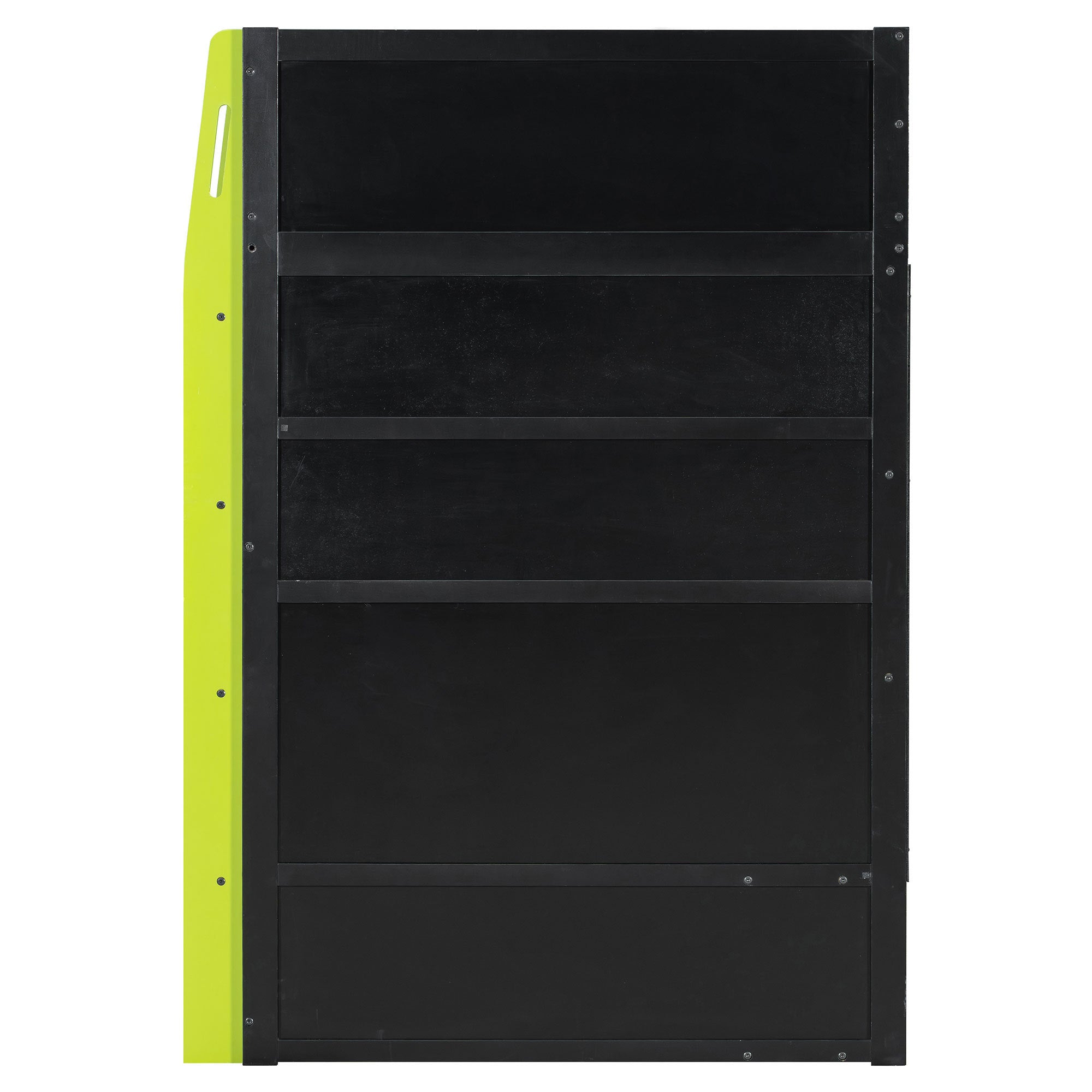 Twin Size Wood Loft Bed with Desk, Multi-storage Shelves and RGB Light, Green