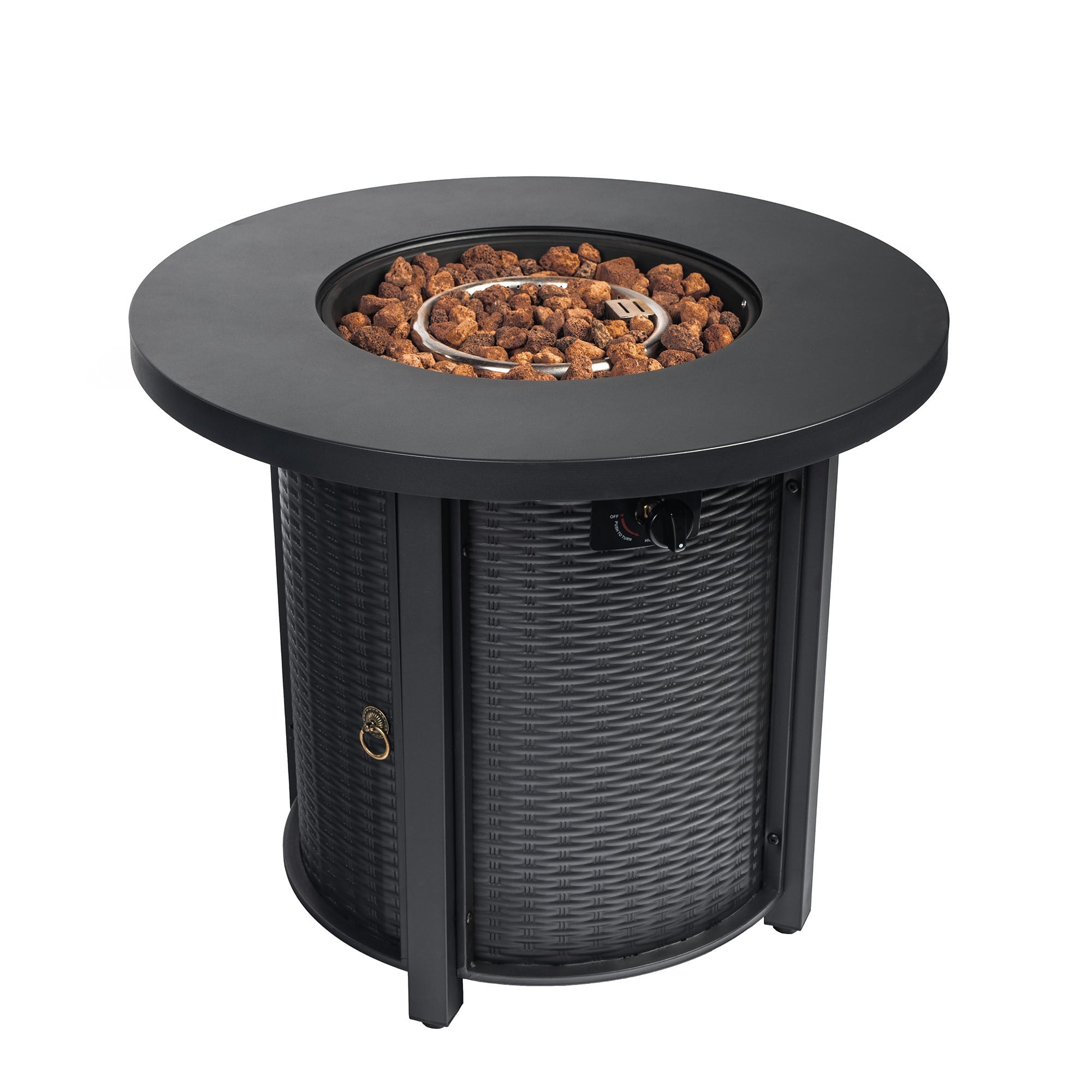 30 Inch Round Propane Gas Fire Pit Table 50000 BTU, Black