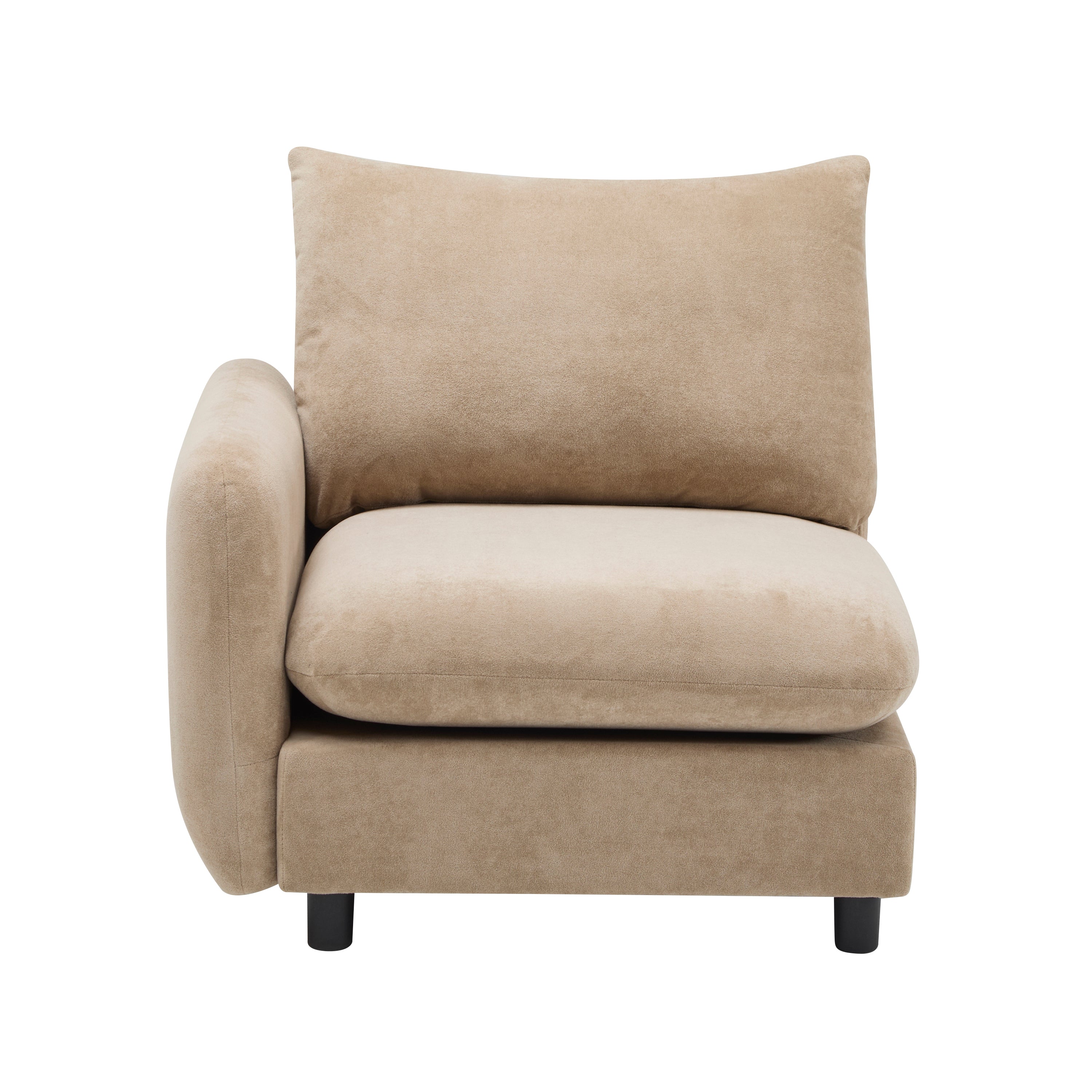 Sectional Sofa Modular Velvet Camel 5 Seat 99 In Eucalyptus Frame