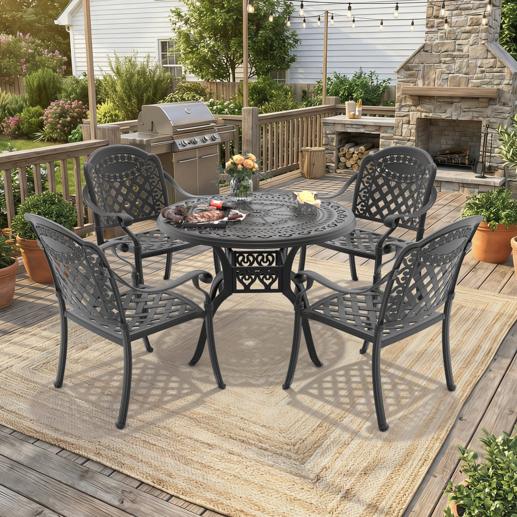 Outdoor Patio Set Cast Aluminum 5 Piece Stackable
