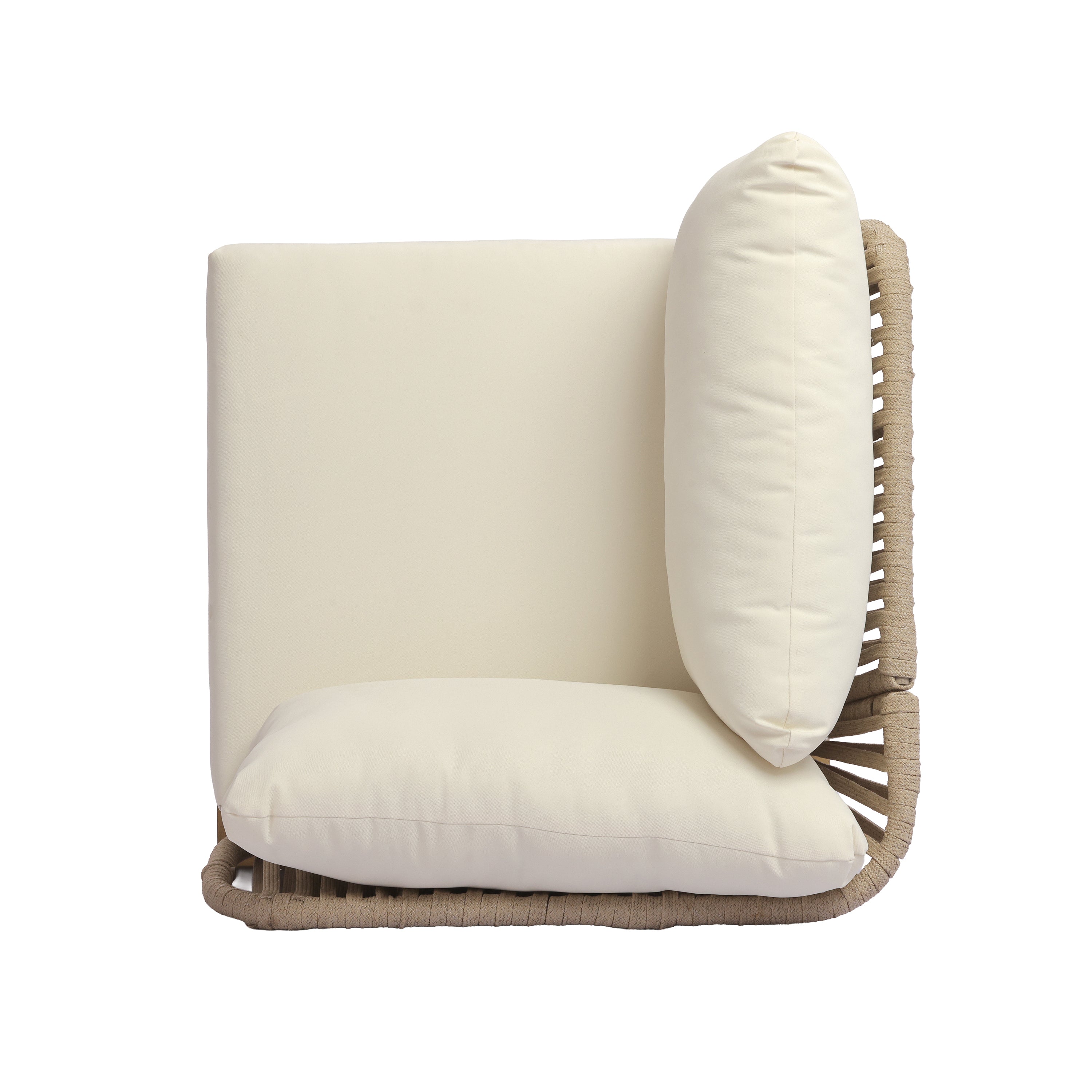 Outdoor Sectional Set Acacia Wood Rope L-Shape Beige 6 Piece