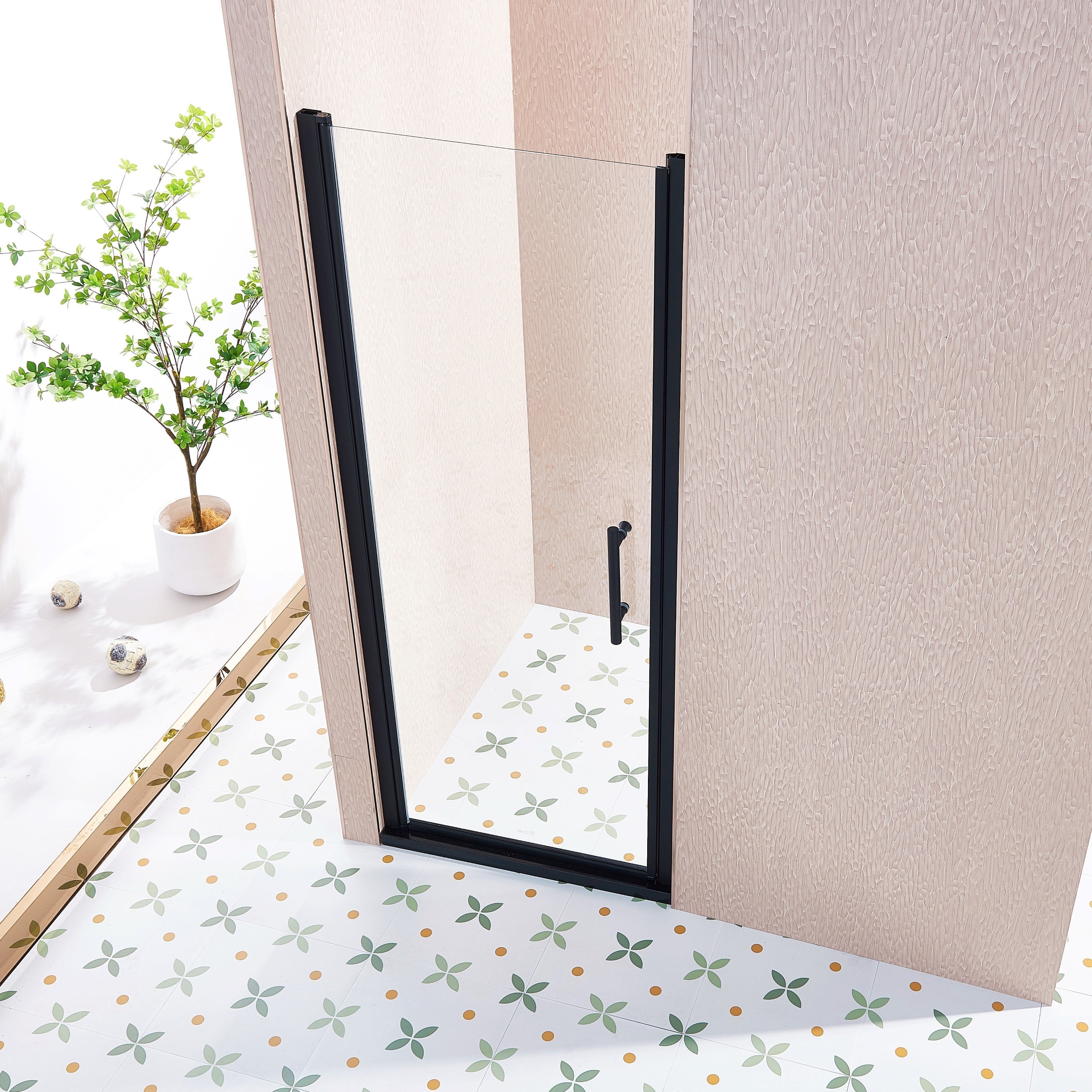 30-31.5in W x 75in H Pivot Single Swing Shower Door, Matte Black, 6mm Glass