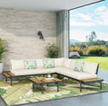 Outdoor Sectional Set Acacia Wood 4 Piece Seats 5