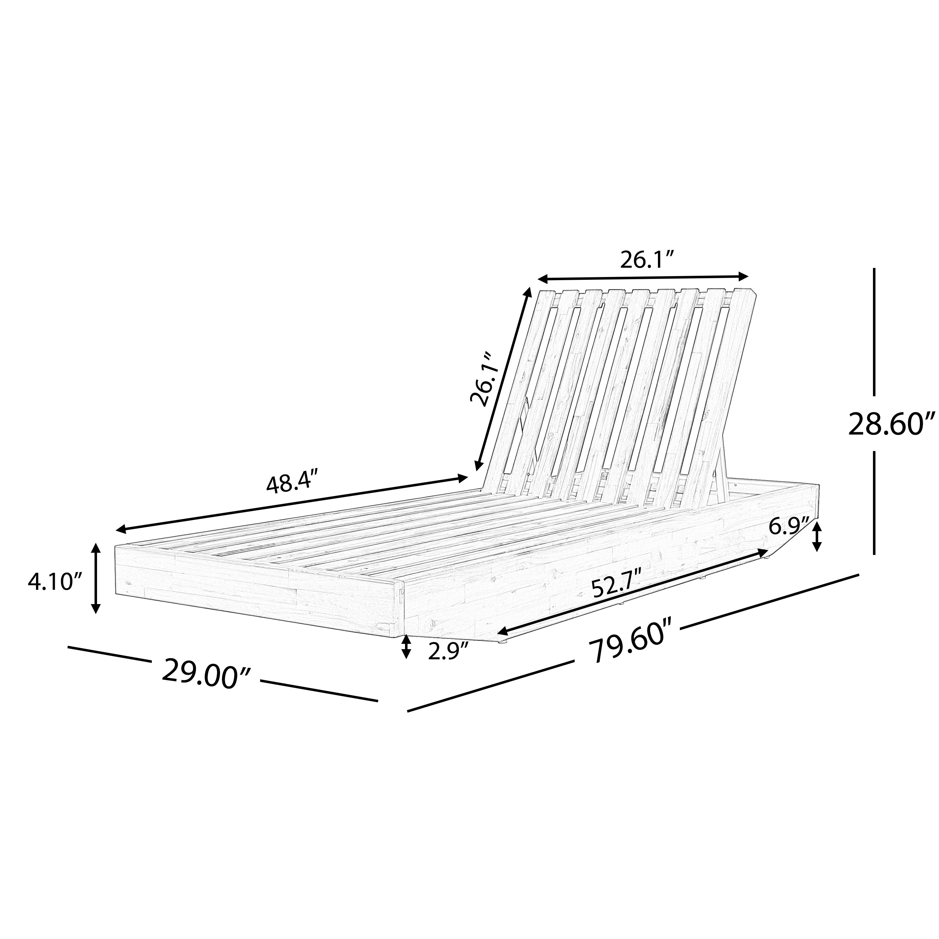 Outdoor Chaise Lounge Acacia Wood Teak Dark Gray Cushion Foldable 300 LB