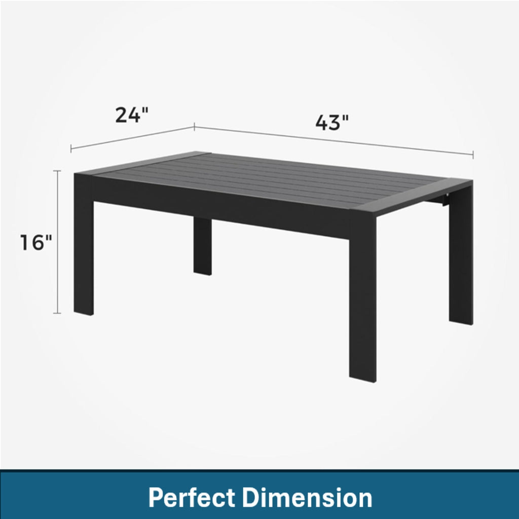 Outdoor Patio Set Aluminum Black Light Gray Olefin 5 Piece Seats 7