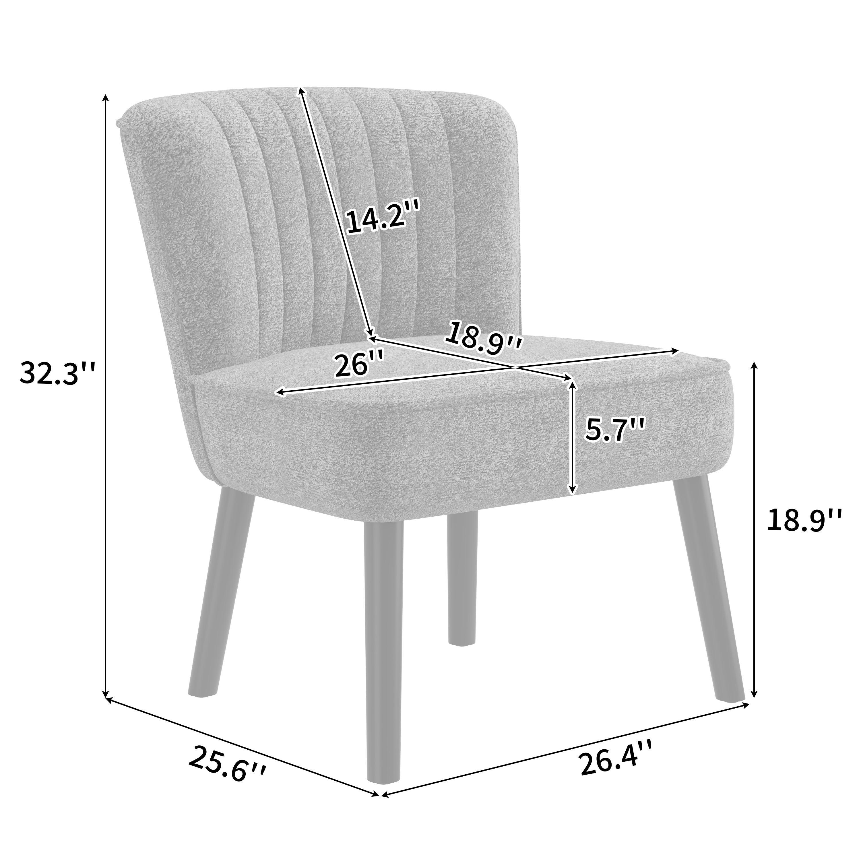 Accent Chair Shellback Channel Back Boucle Navy Blue Solid Wood Legs