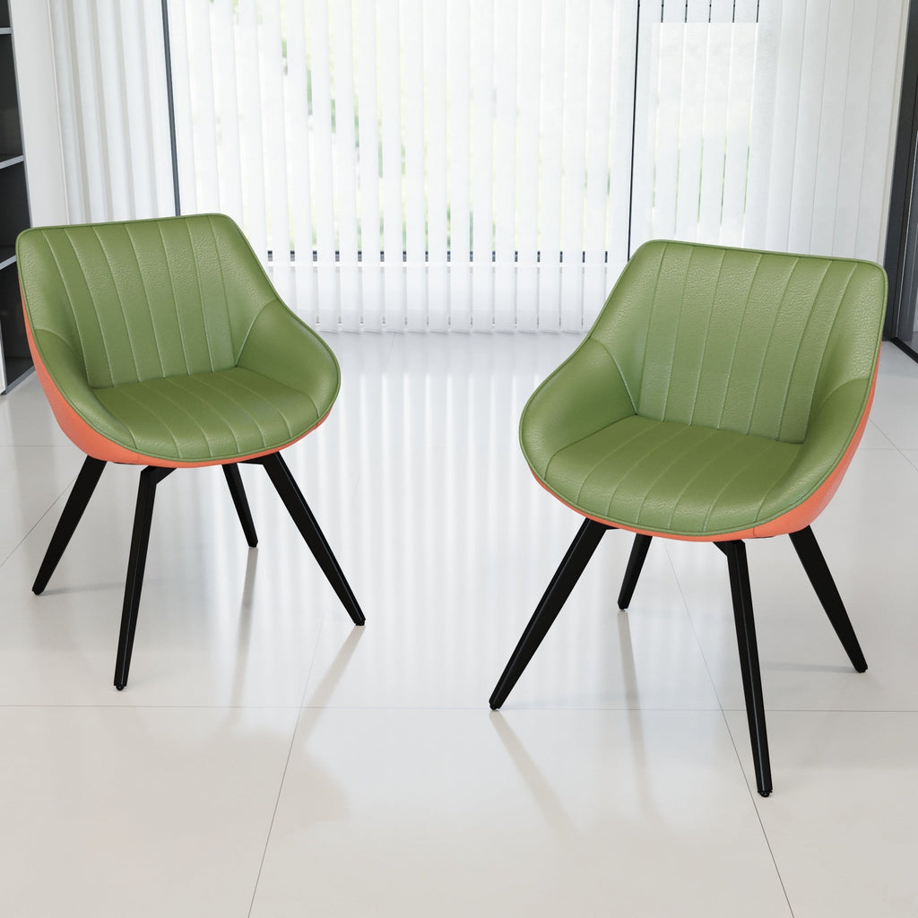 29.53 'MDF modern round coffee table and 2 PU dining chairs set, ring-striped