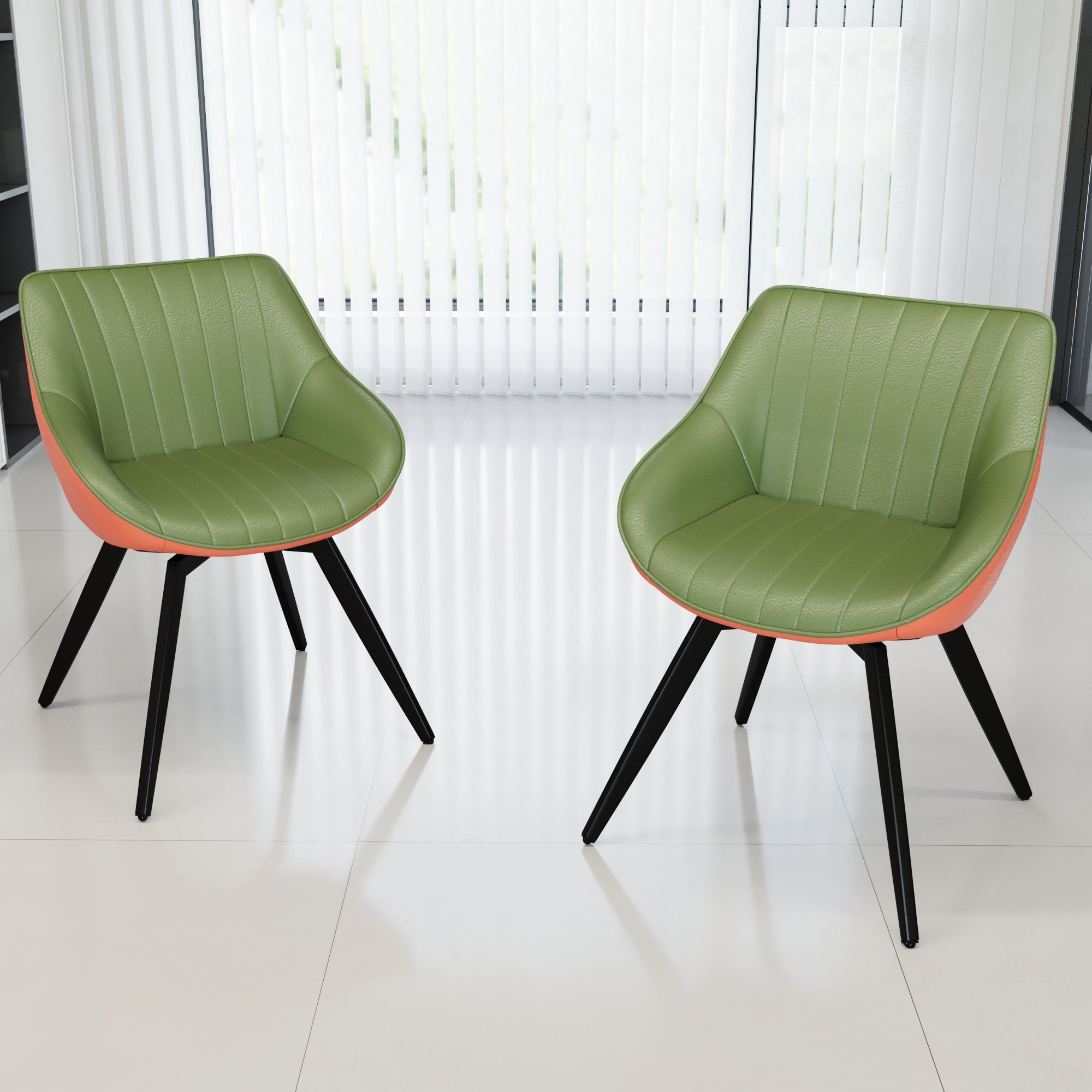29.53 'MDF modern round coffee table and 2 PU dining chairs set, ring-striped