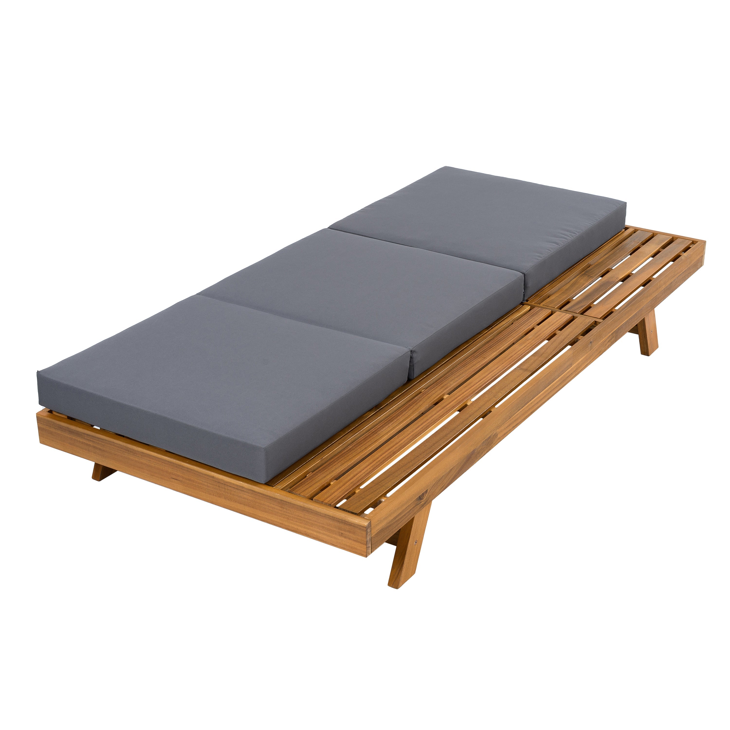 Chaise Lounge Acacia Wood Teak 79" 4 Position Adjustable