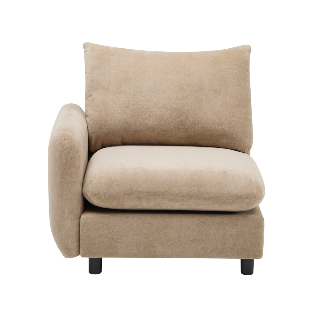 Sectional Sofa Modular Velvet Camel 2 Seat 69 In Eucalyptus Frame