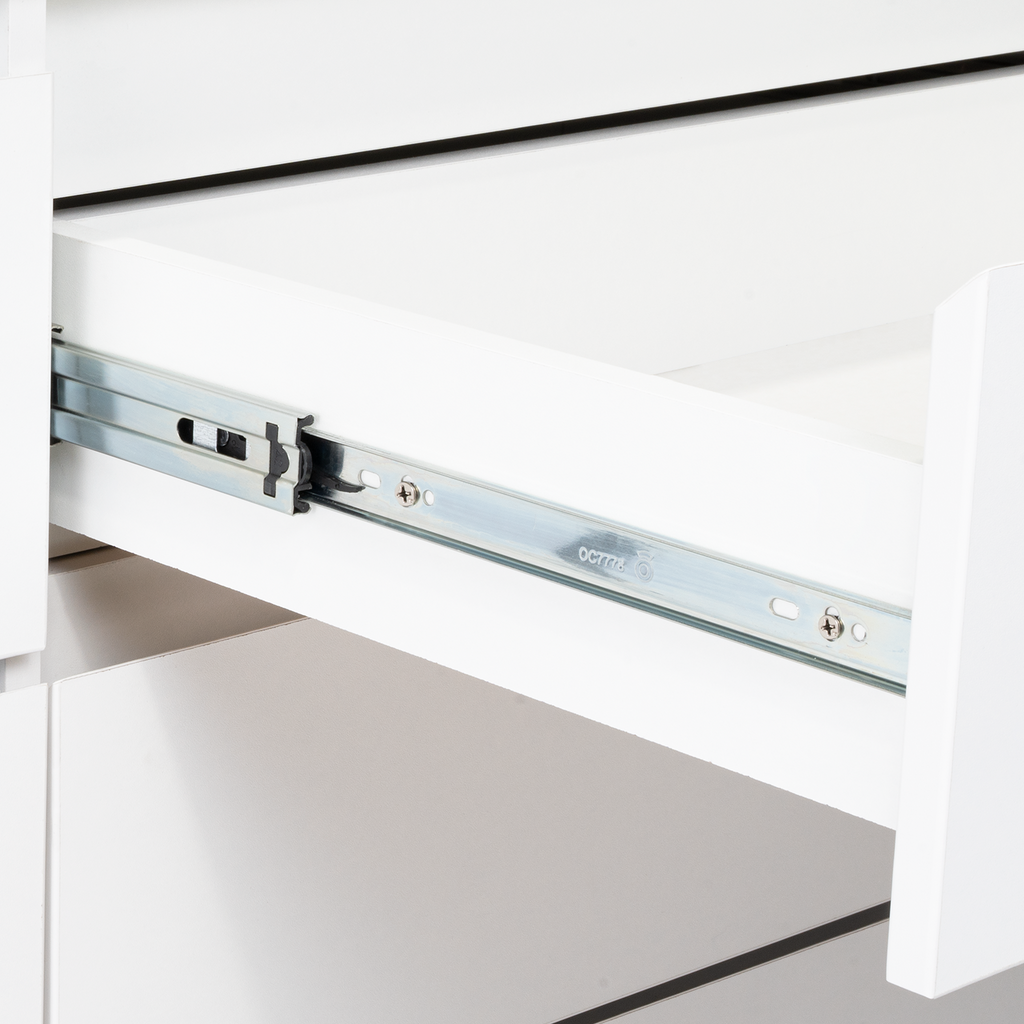 Dresser Minimalist Set of 2 6-Drawer White Particle Board Metal Legs 60.4 In