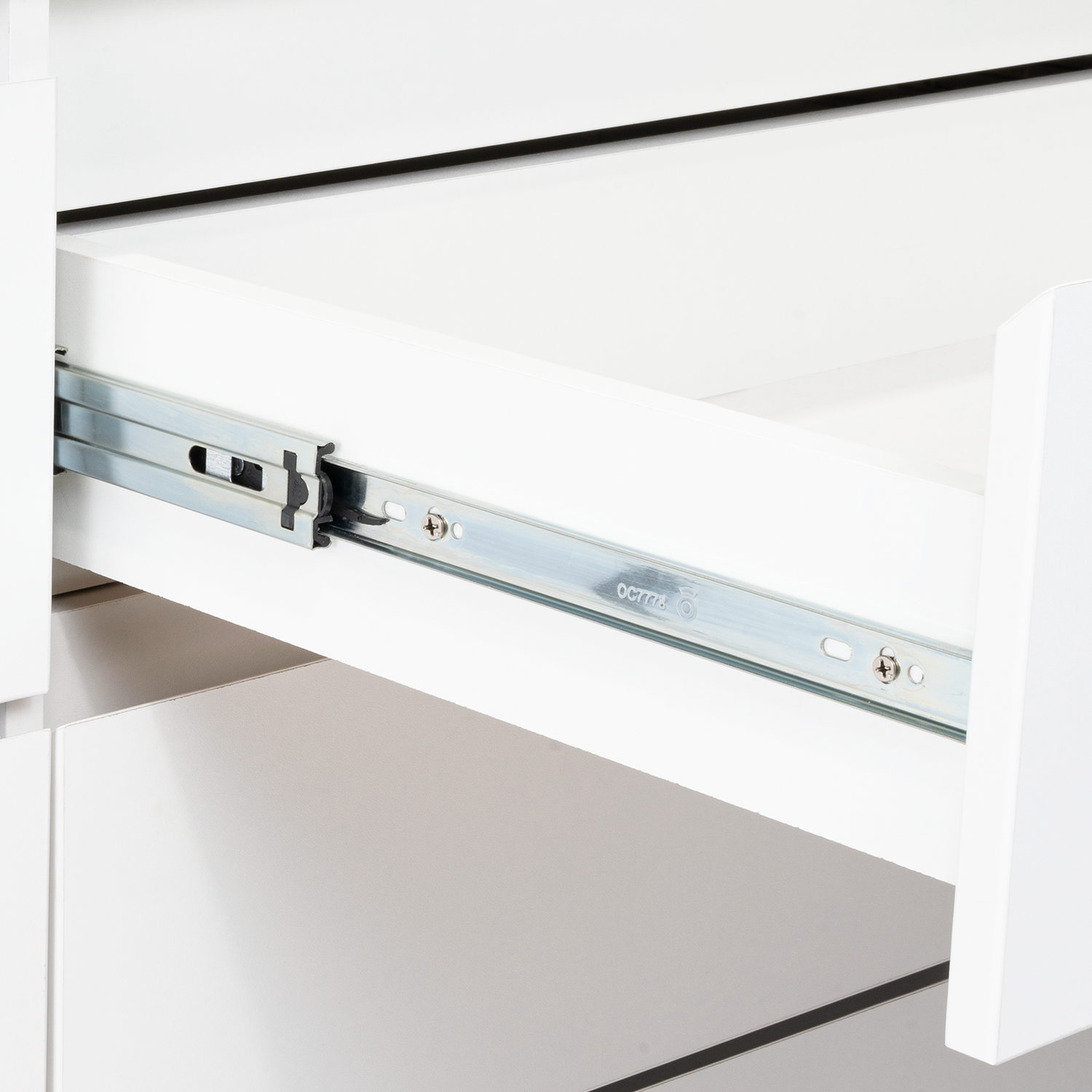 Dresser Minimalist Set of 2 6-Drawer White Particle Board Metal Legs 60.4 In