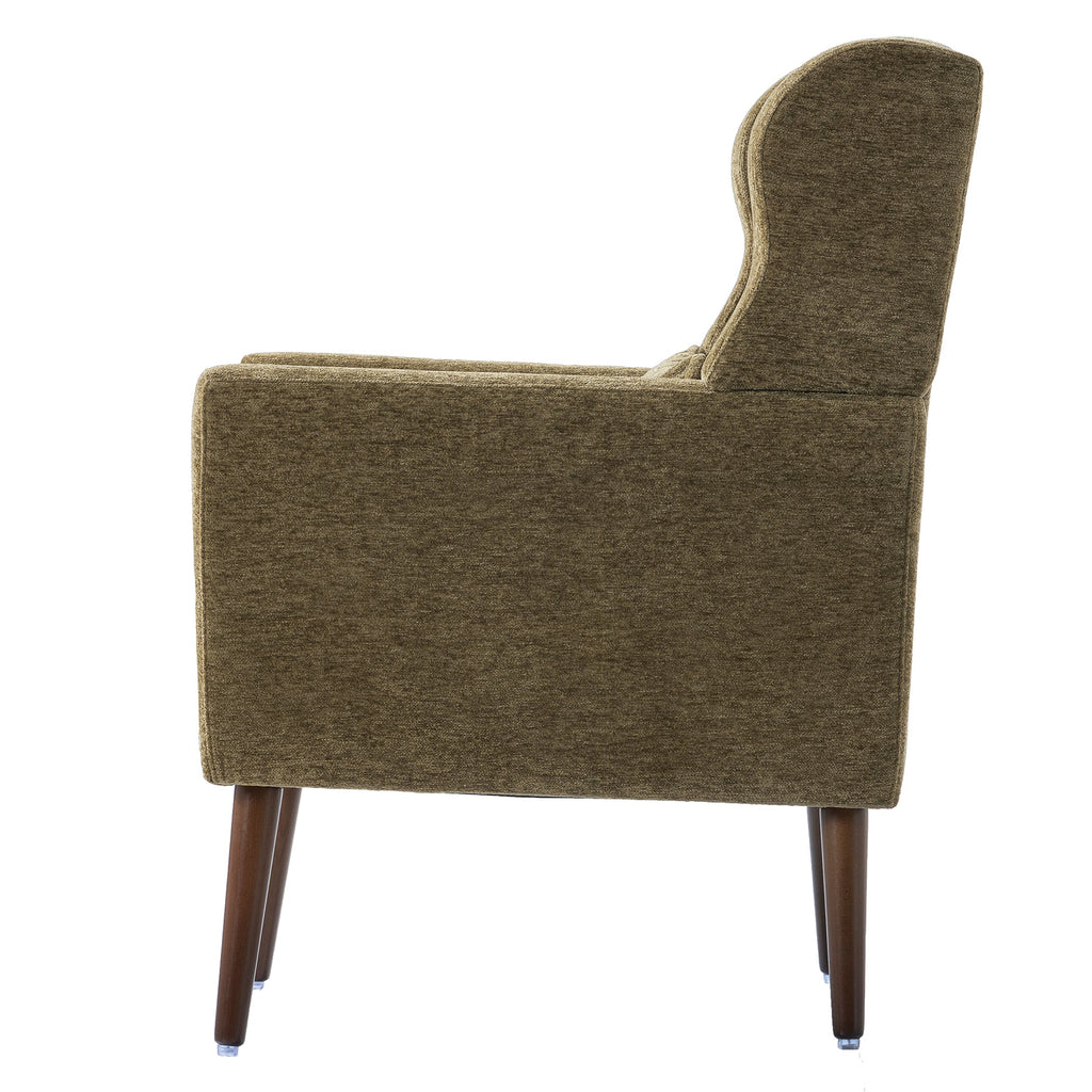 Accent Chair Chenille Olive Green Rubberwood Legs 28x29x38 In 275 LB
