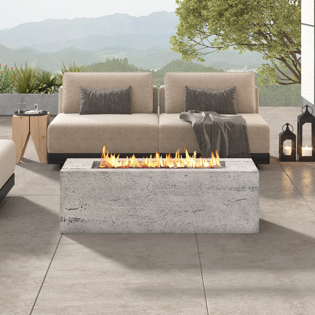 2-in-1 Outdoor Fire Pit and Propane Tank Stand Set 41.9 Inch, Beige Grey