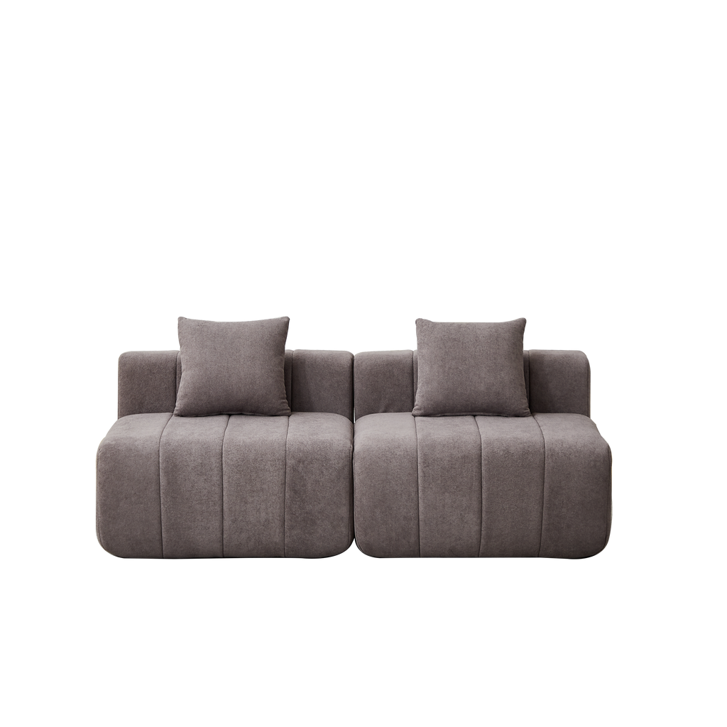 Loveseat Modular Chenille Gray 2 Seat Piano Key Design
