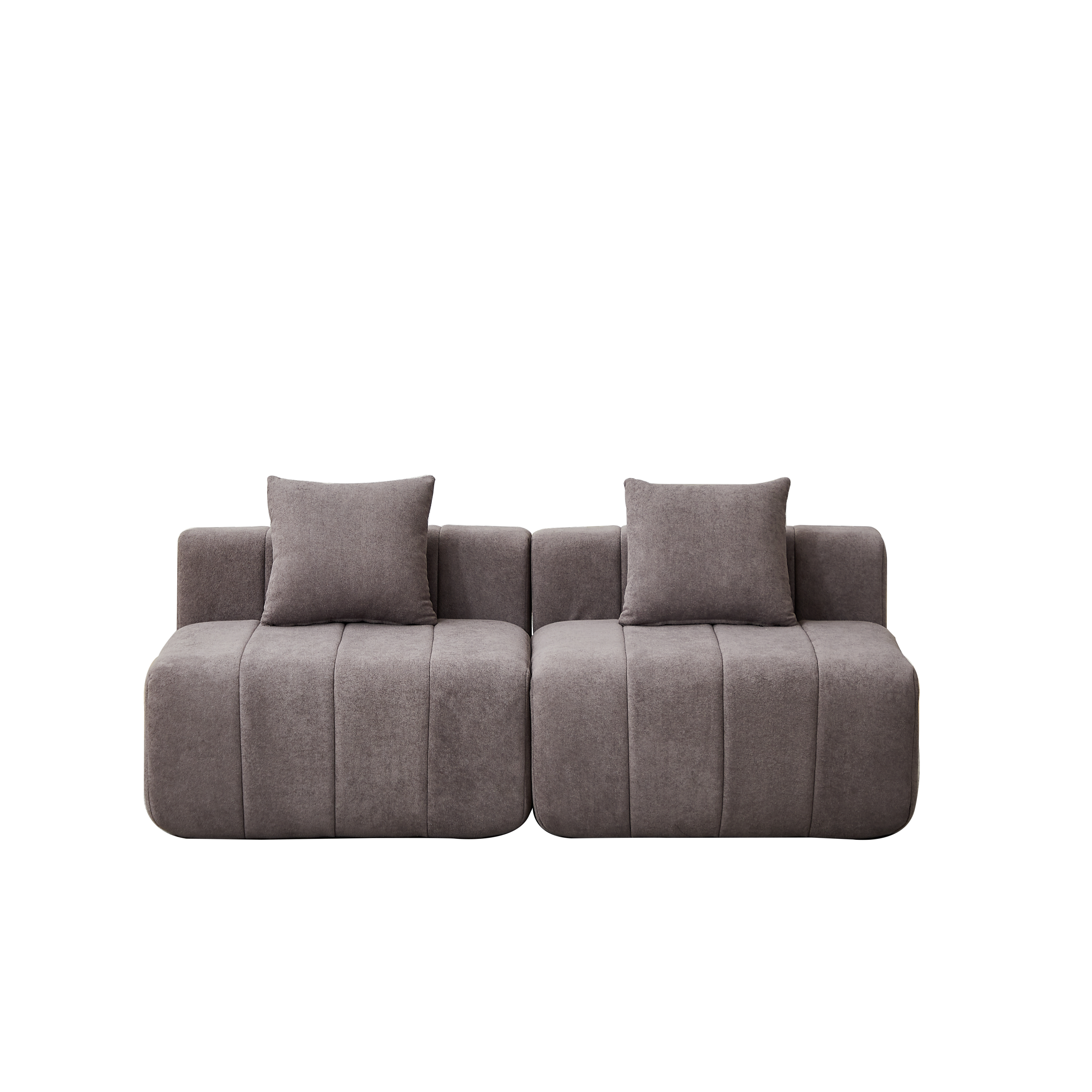 Loveseat Modular Chenille Gray 2 Seat Piano Key Design