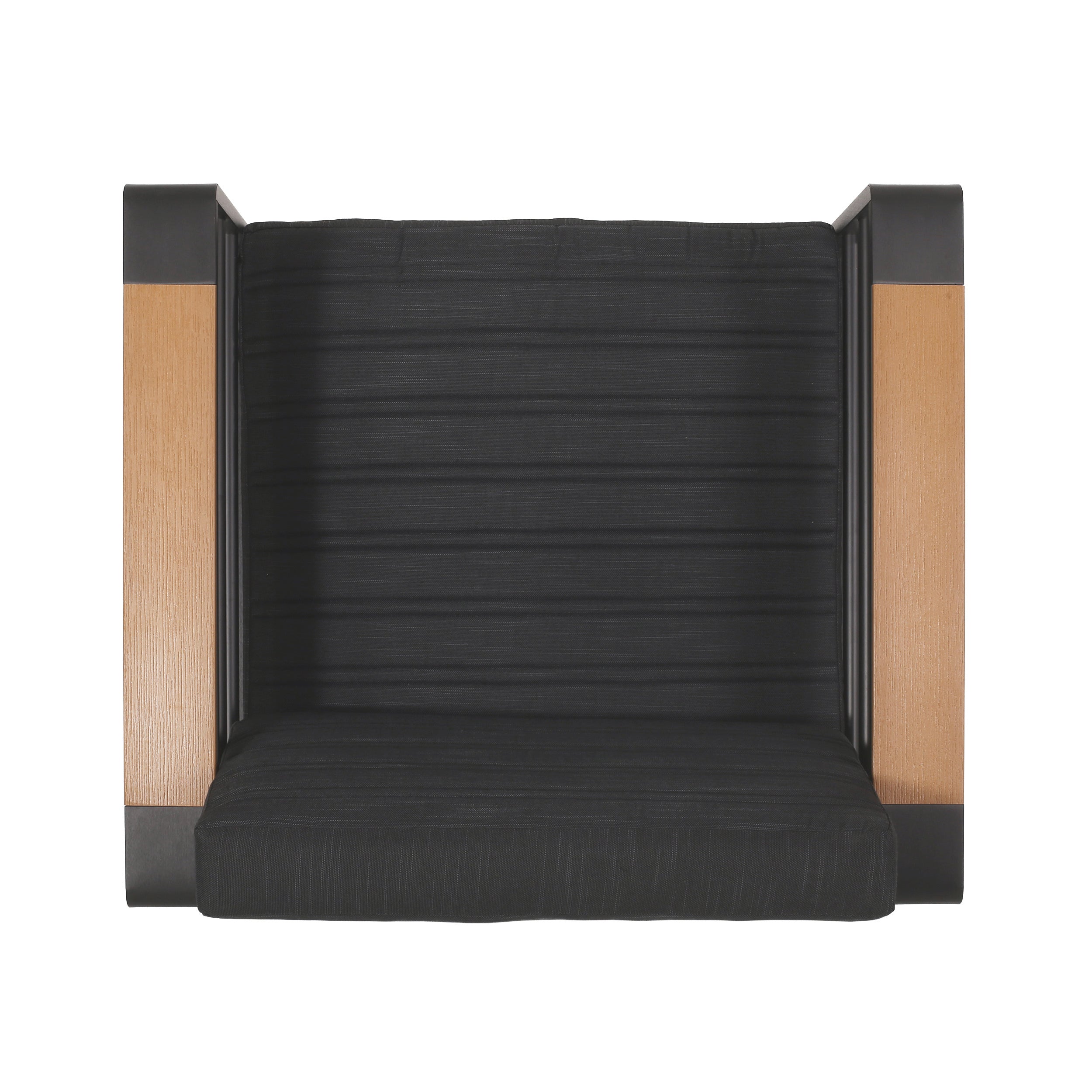 Outdoor Club Chair Aluminum Black Slat Design Water-Resistant 32x27.5x24.75 In