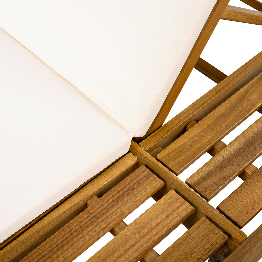 Outdoor Chaise Lounge Acacia Wood 79" 4-Position