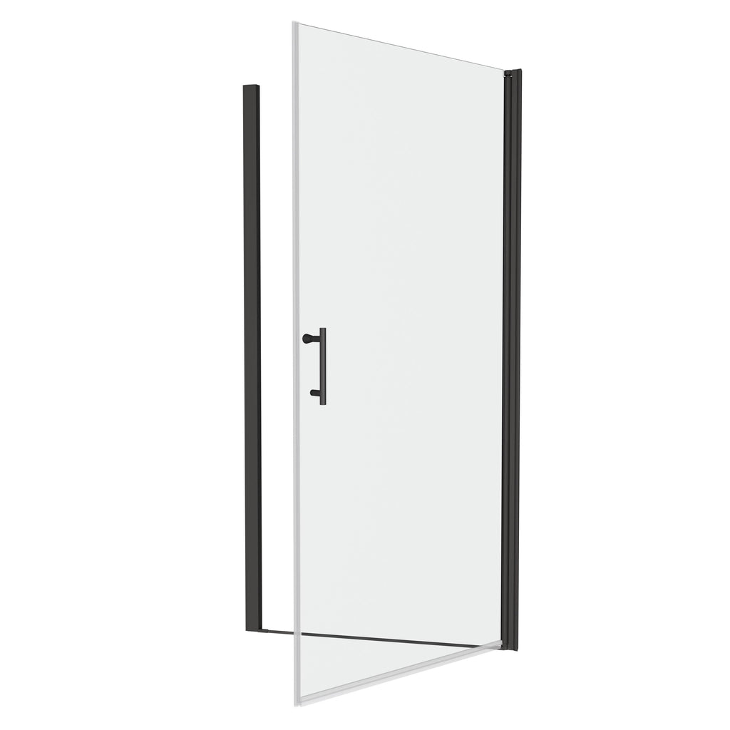Universal Pivot Shower Door 24x72 Inch Matte Black 1/4' Tempered Glass Outswing