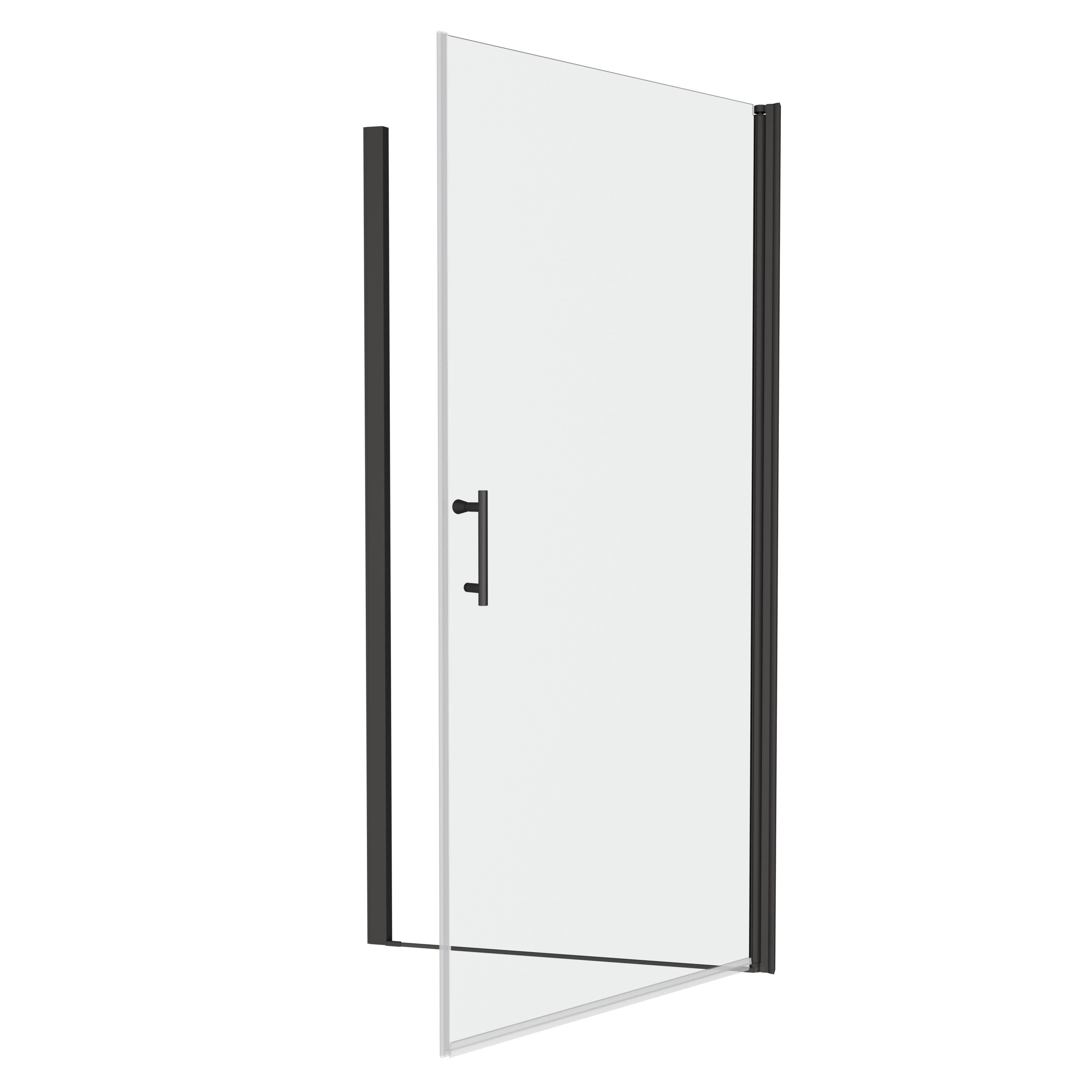 Universal Pivot Shower Door 24x72 Inch Matte Black 1/4' Tempered Glass Outswing