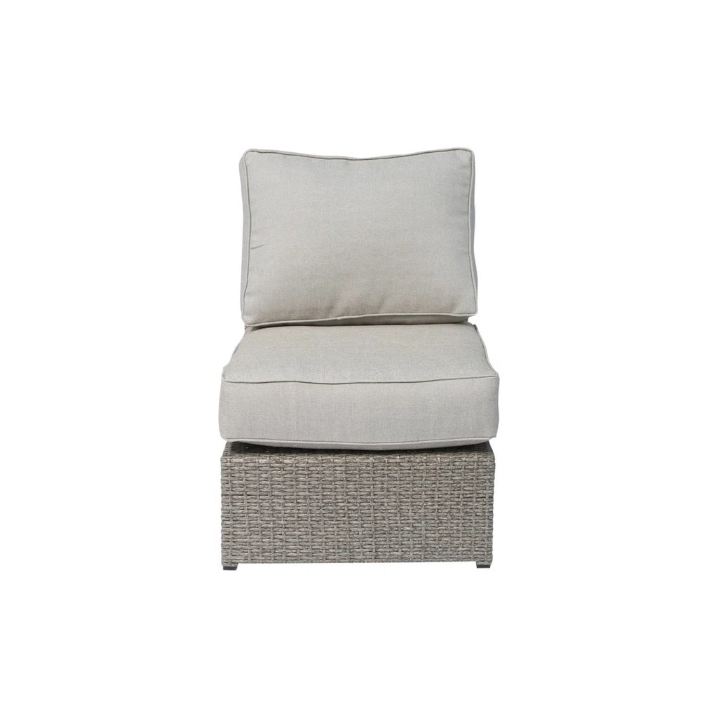 Outdoor Patio Set HDPE Wicker Gray 3 Piece 2 Armless Chairs Glass Table