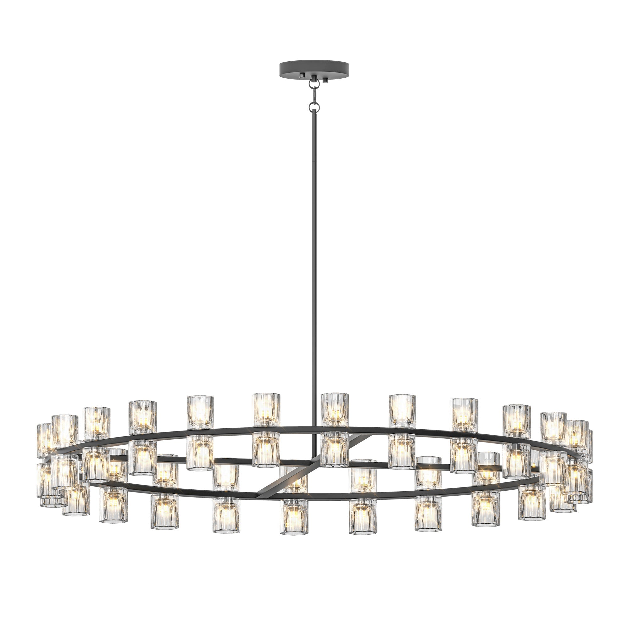 Chandelier Crystal LED 48 In Luxury Black Modern Living Dining Room