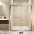 56-60in x 72in Aluminum Frame Double Sliding Shower Door, Brushed Nickel, 6mm