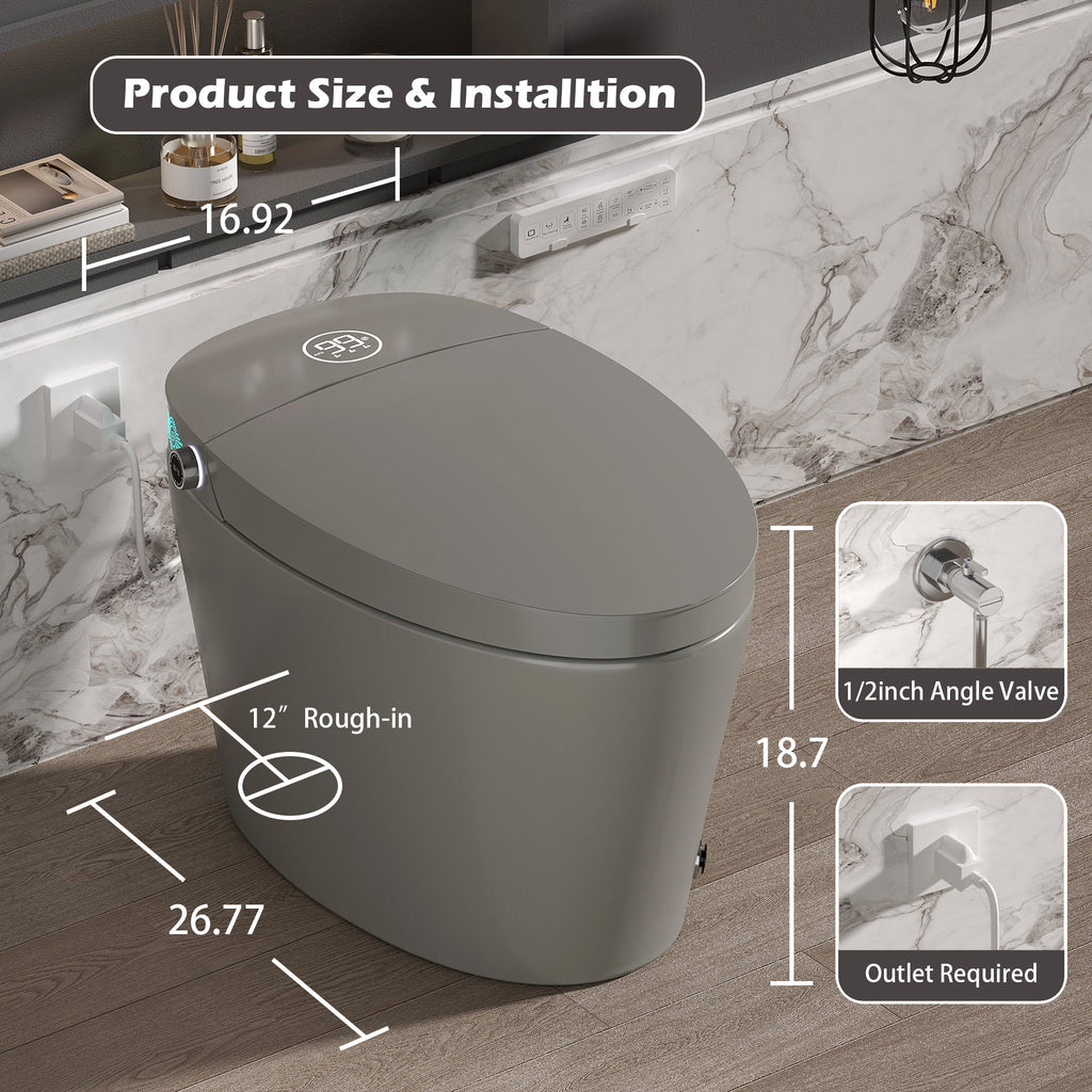 Smart Toilet with Bidet Built in, Bidet Toilet with Heated Seat, Foot Kick,Wa...