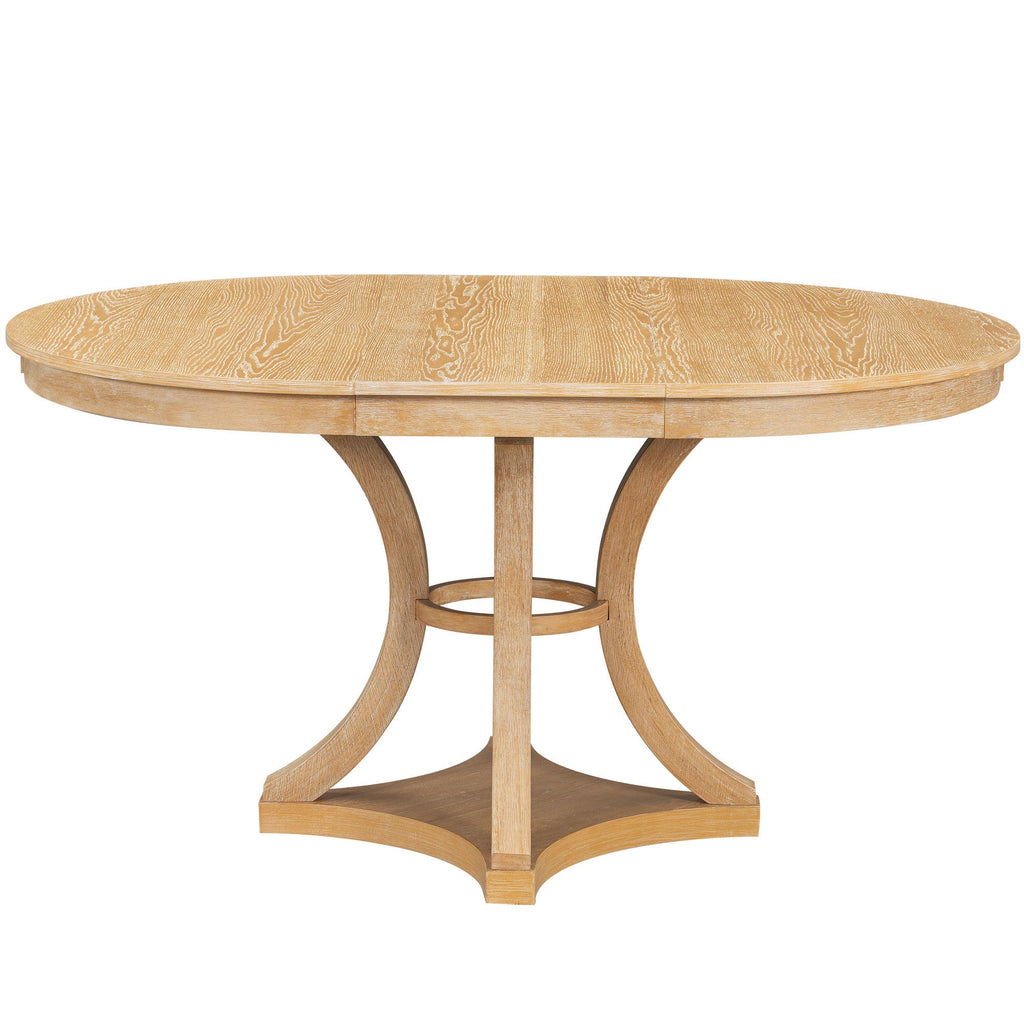 5-Piece Retro Functional Dining Table Set Extendable Round Table and 4