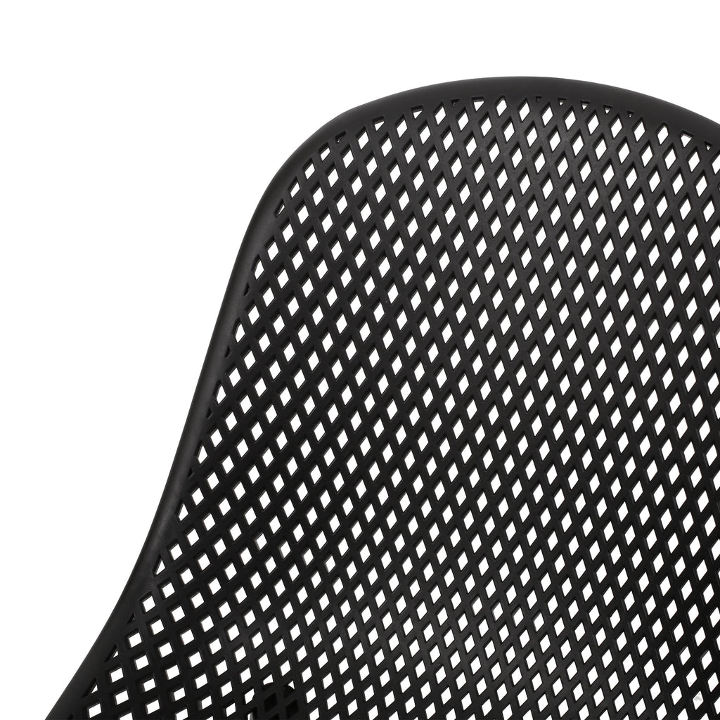 Accent Chair Minimalist Polypropylene Black Perforated Diamond Mesh 18.5x22 In
