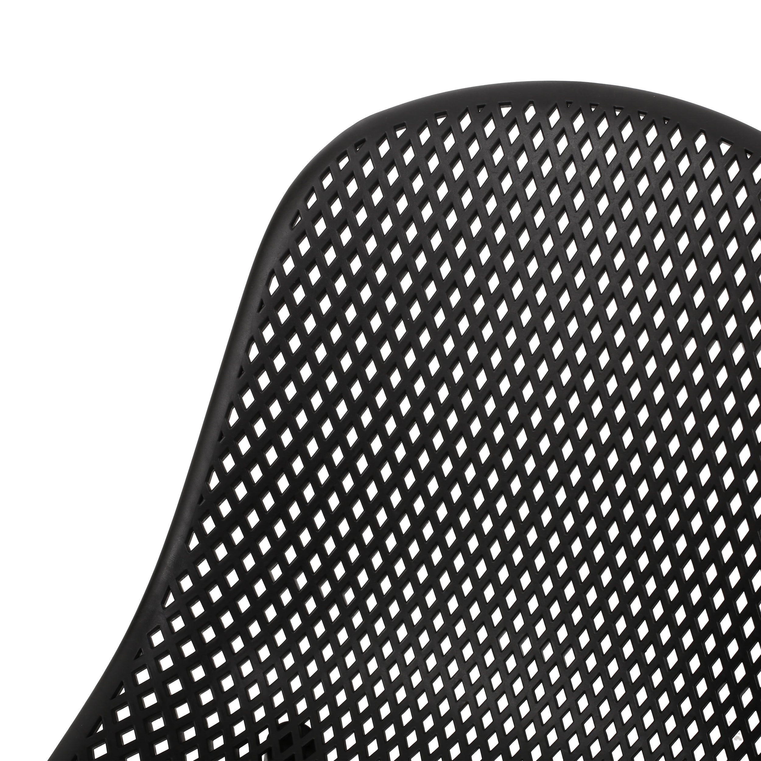 Accent Chair Minimalist Polypropylene Black Perforated Diamond Mesh 18.5x22 In