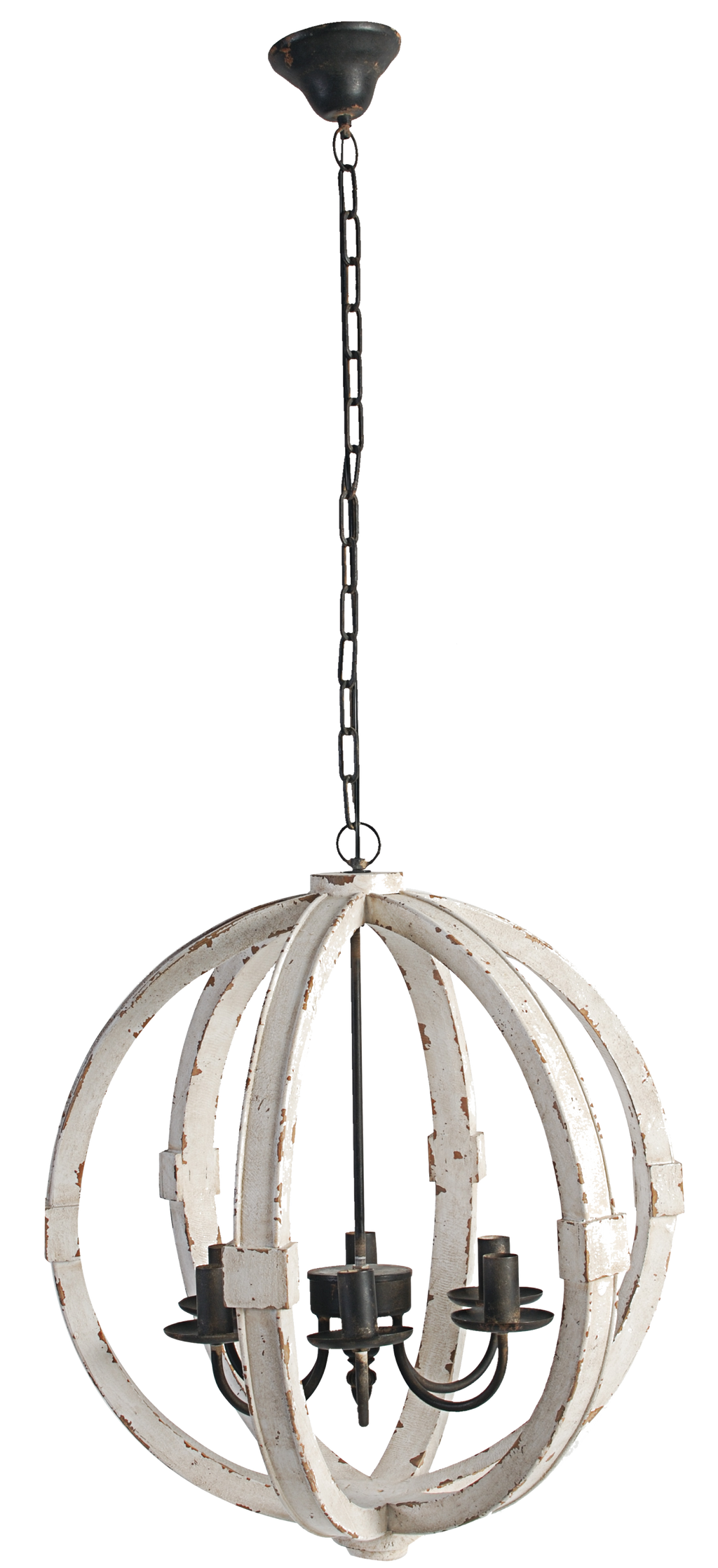 Chandelier 6-Light Wood Hanging Adjustable Chain Kitchen Dining Room